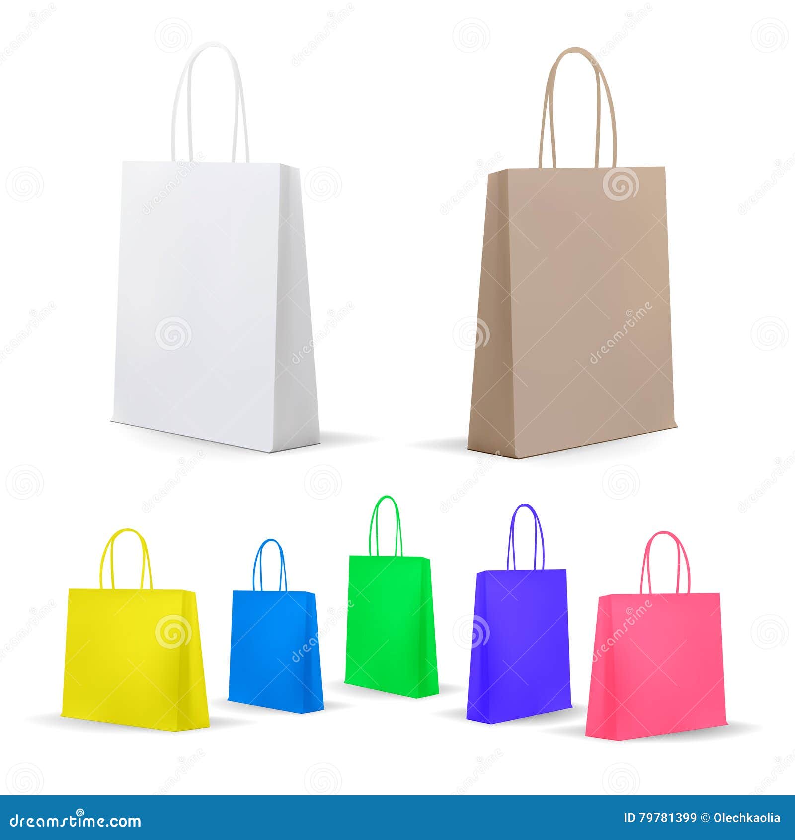 Download Empty Shopping Bags Set. White,Colorful,Cardboard. Set For ...