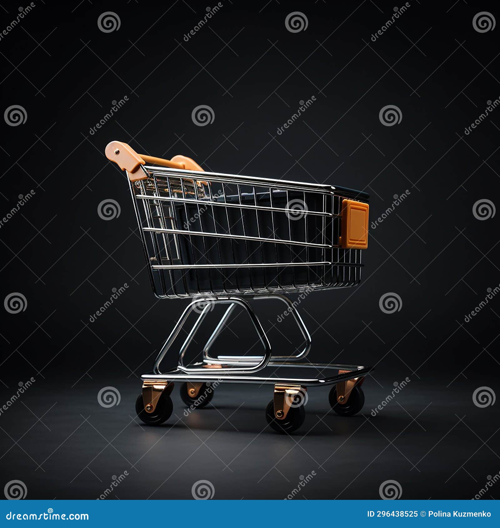 Empty Shopping Cart on Dark Background. AI Generated Image Stock