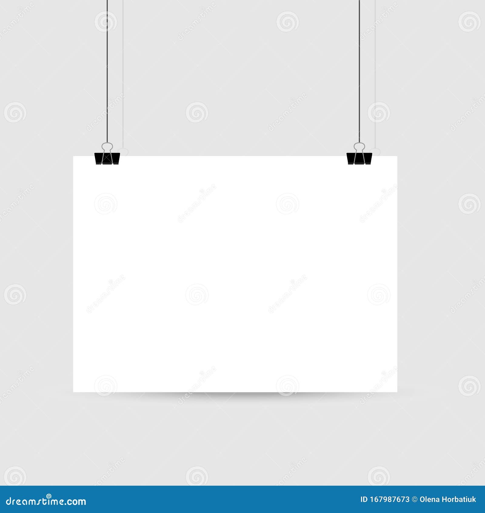 Download Empty A4 Sized Paper Frame Mockup Hanging With Paper Clip Stock Vector Illustration Of Poster Empty 167987673 PSD Mockup Templates