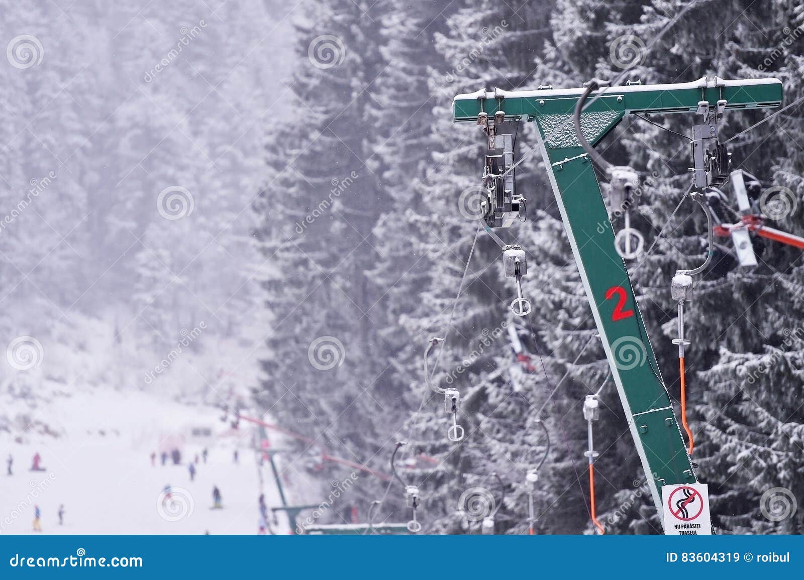 Empty Ski Lift Cable in a Ski Resort Stock Image Image of cableway