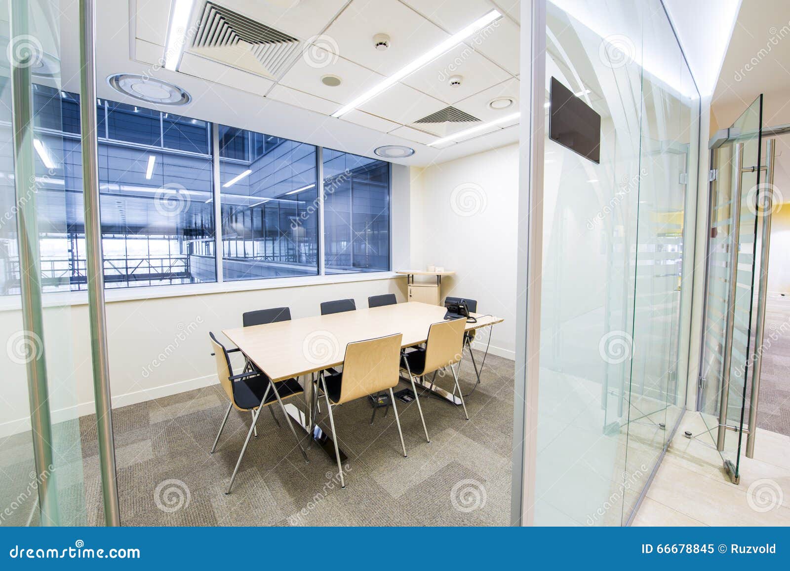 Empty Small Meeting Room Bright Modern Interior Stock Image