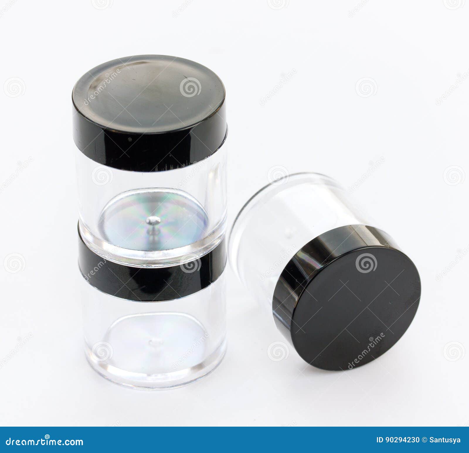 Empty Small Plastic or Glass Jar with Black Lid Stock Photo Image of