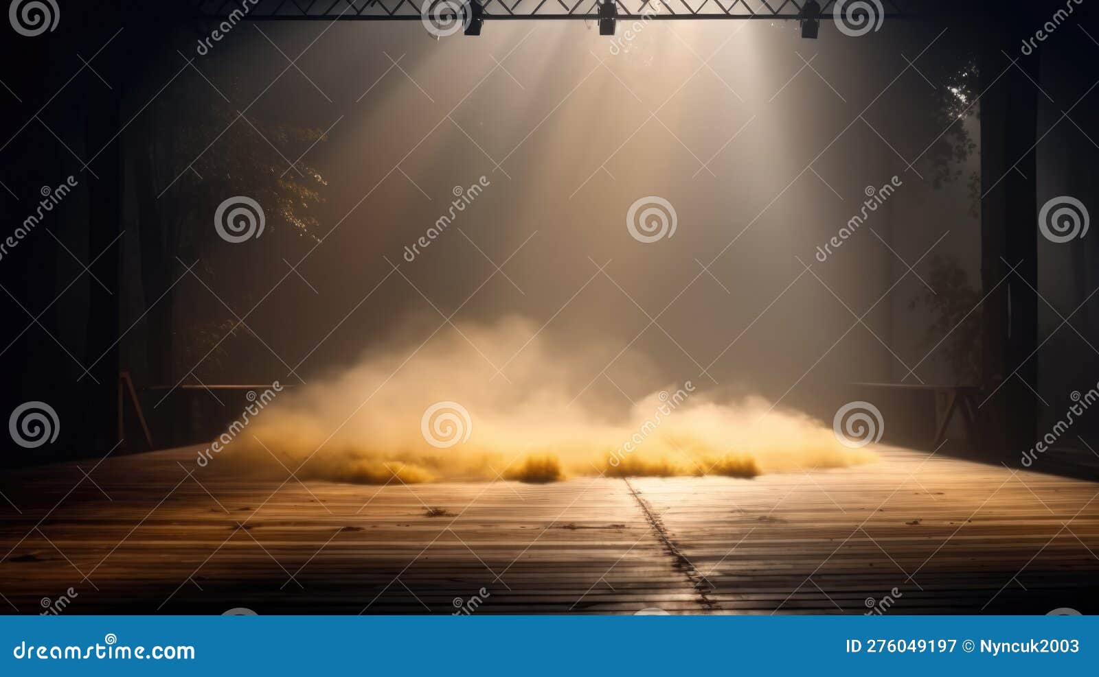 Empty Stage with a Spotlight with Fog Clouds, Photorealistic, Orange ...