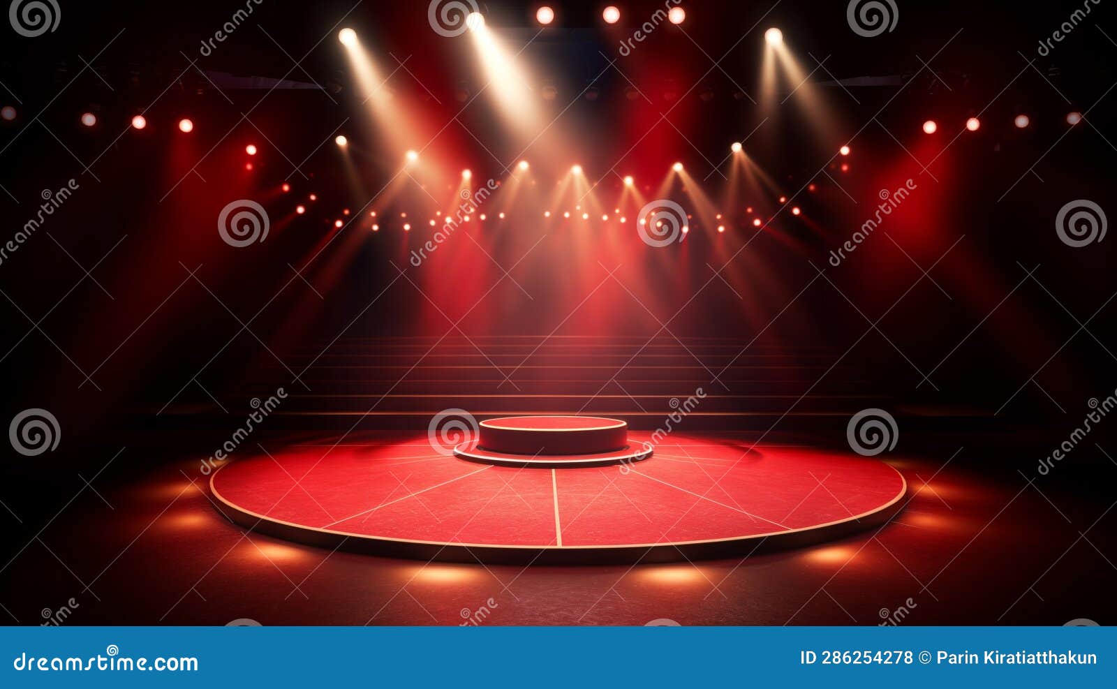 Empty Stage of the Theater and Theatrical Serenity, Red Stage Light