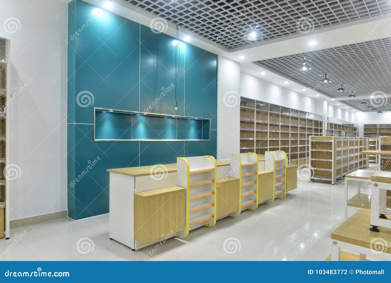 empty store interior of supermarket