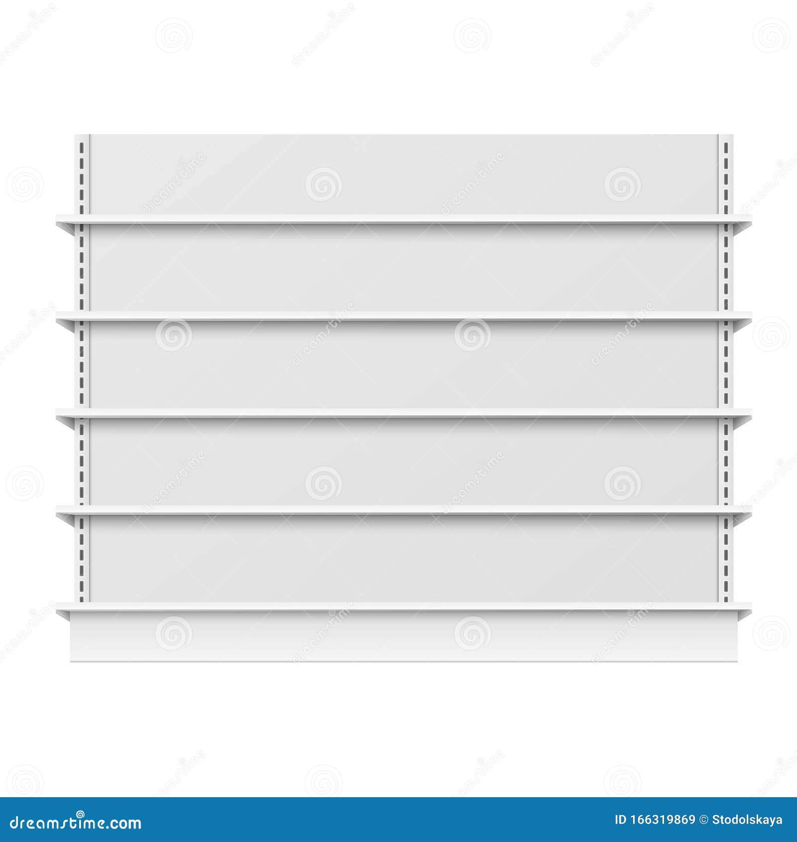 Download Empty Store Shelves Mockup With Blank Retail Shelfs, Wide Supermarket Showcase Stock Vector ...
