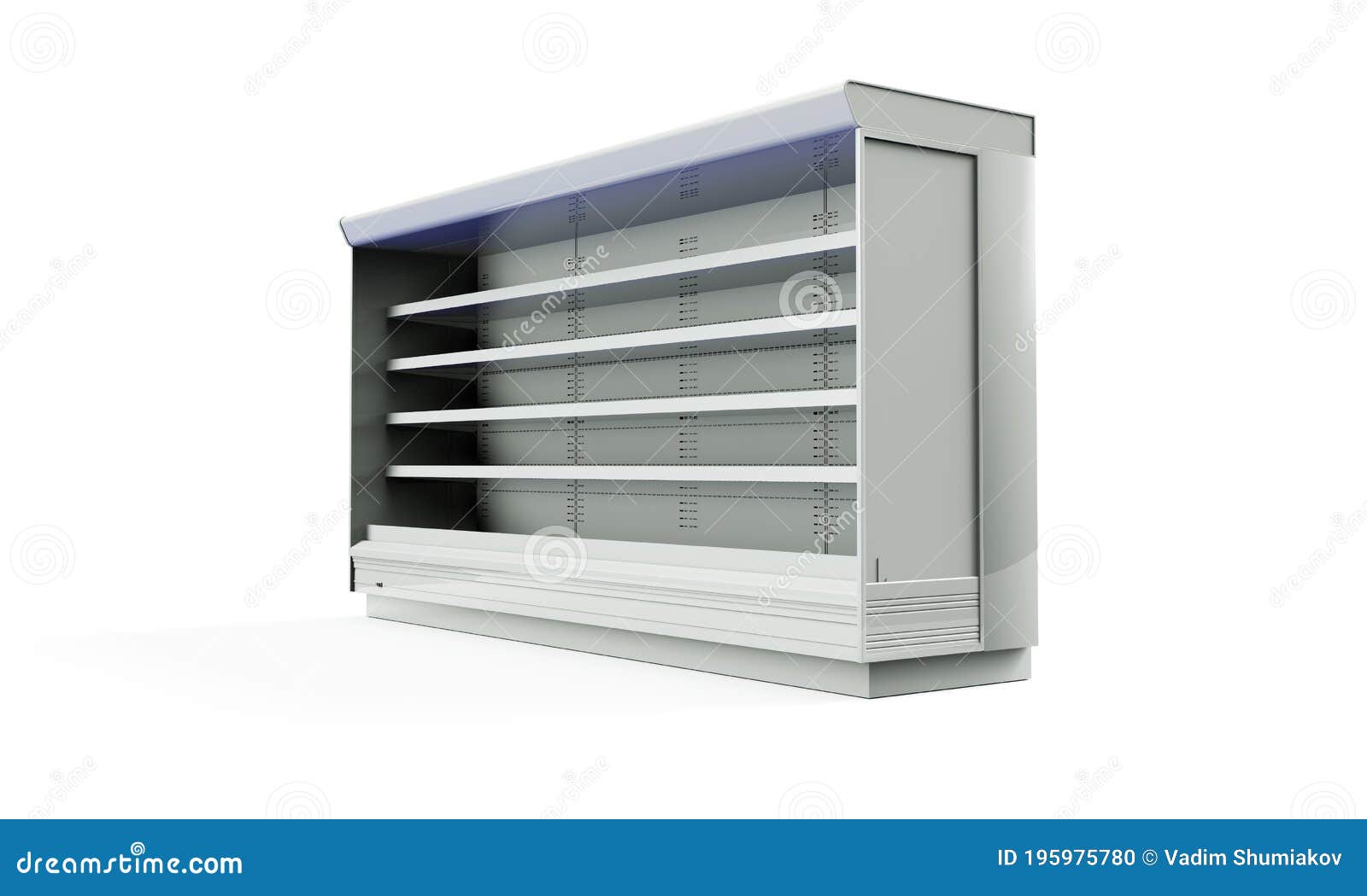 empty store shelves. retail shelf rack. showcase display. mockup template ready for . 3d rendering