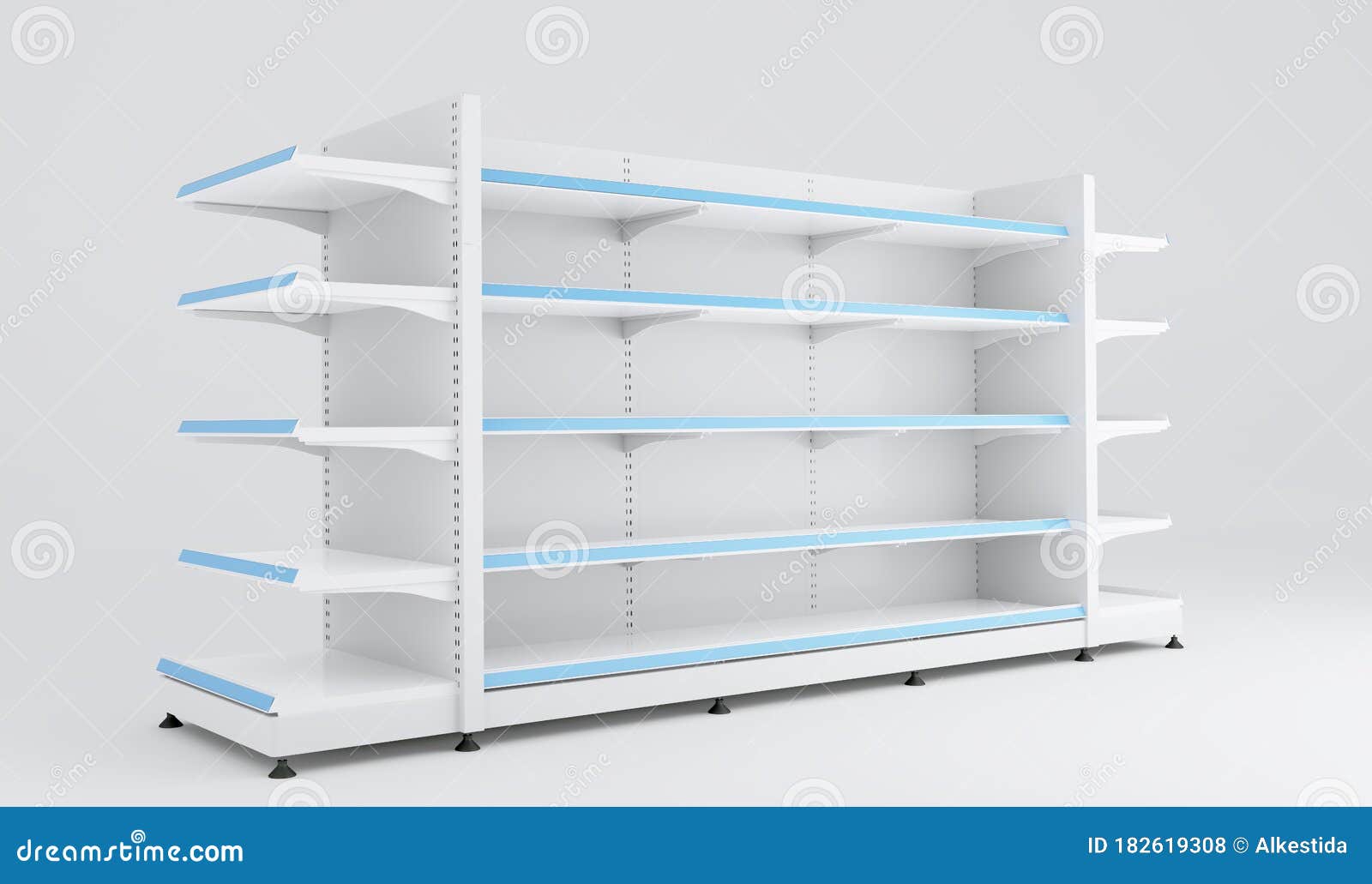 Download Empty Store Supermarket, Food Racks. 3d Illustration. Blank Retail Shelf Design, Render. Store ...