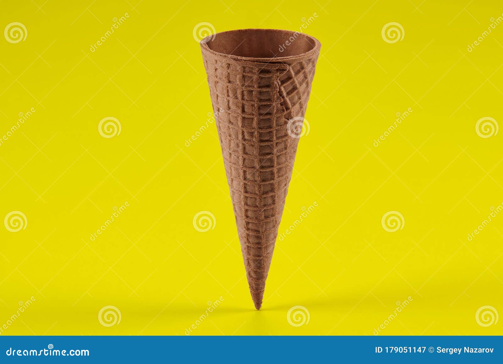 Download Empty Sweet Wafer Cone For Ice Cream Against Yellow Background Concept Of Food Treats Mockup Template For Your Stock Image Image Of Advertising Meal 179051147