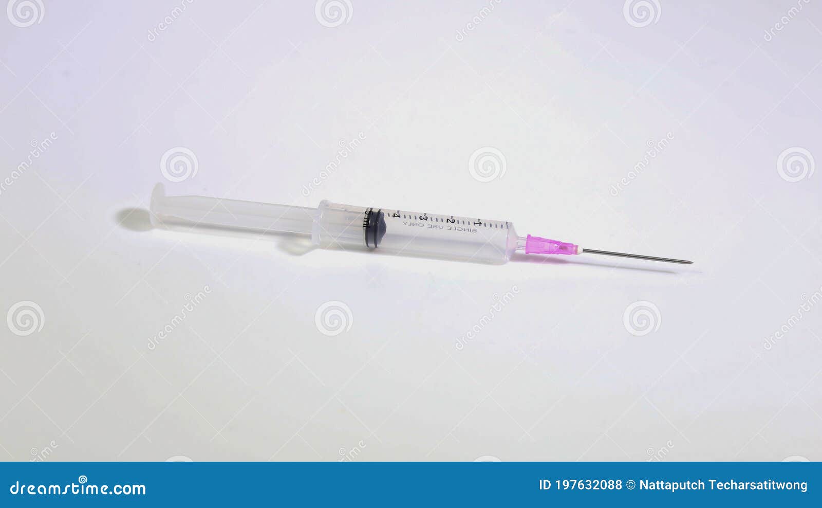 Empty Syringe Closeup Isolated on White Background Stock Photo Image