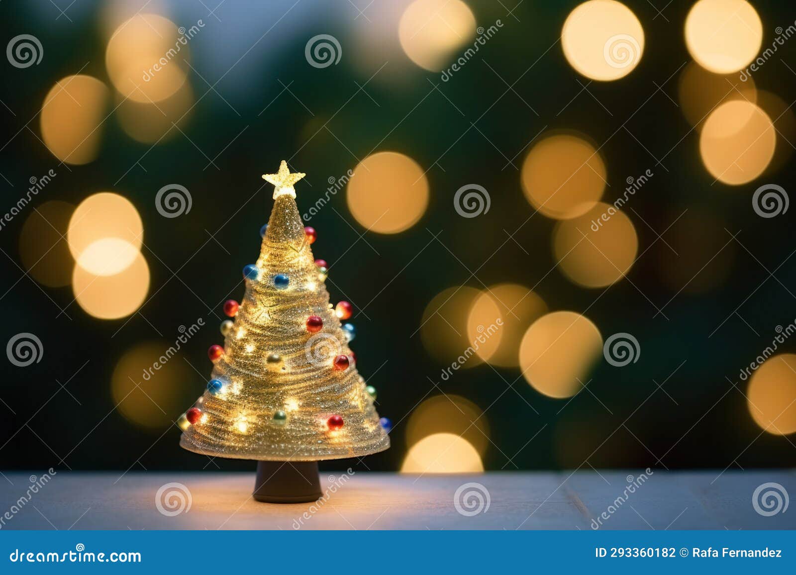 A Empty Table with a Christmas Tree on the Side and a Blurred Christmas