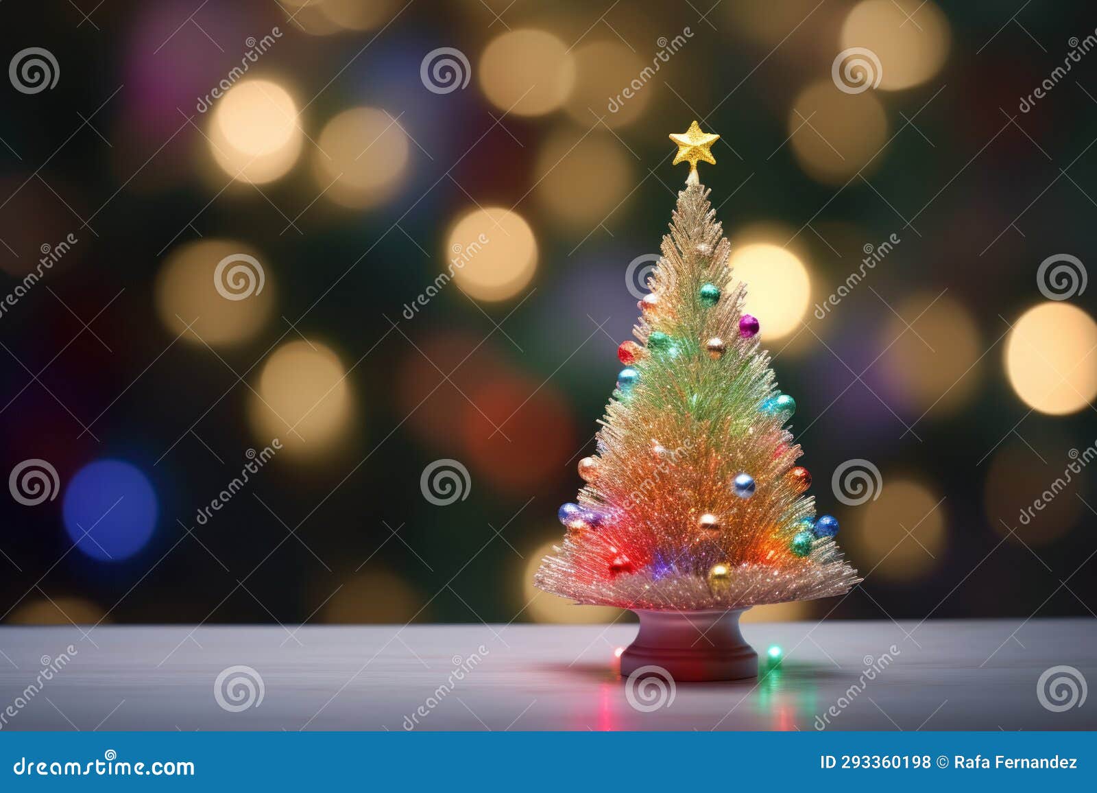 A Empty Table with a Christmas Tree on the Side and a Blurred Christmas