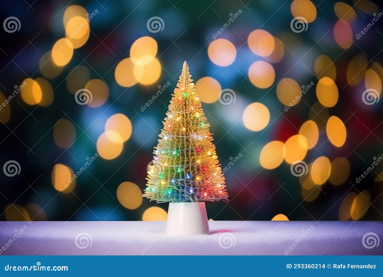A Empty Table with a Christmas Tree on the Side and a Blurred Christmas
