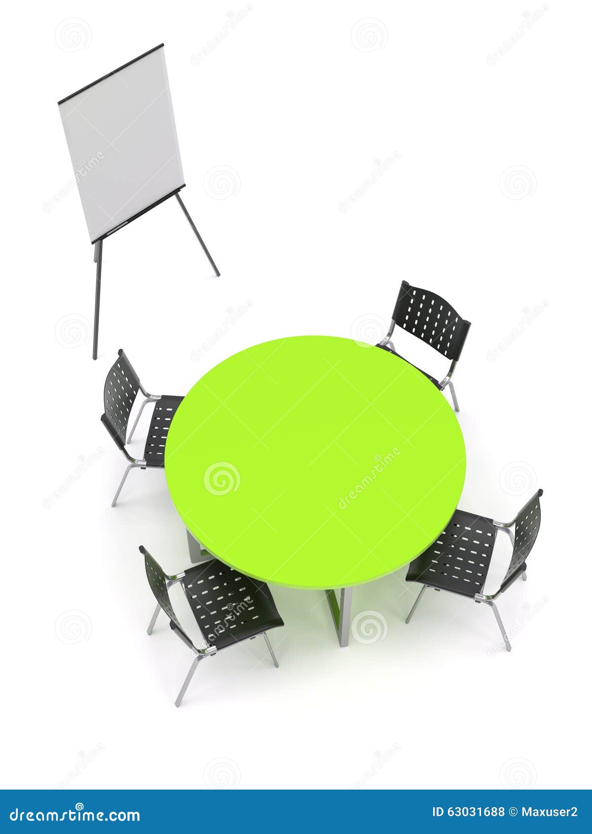 Empty Table With Flip Chart On White Background Stock Illustration