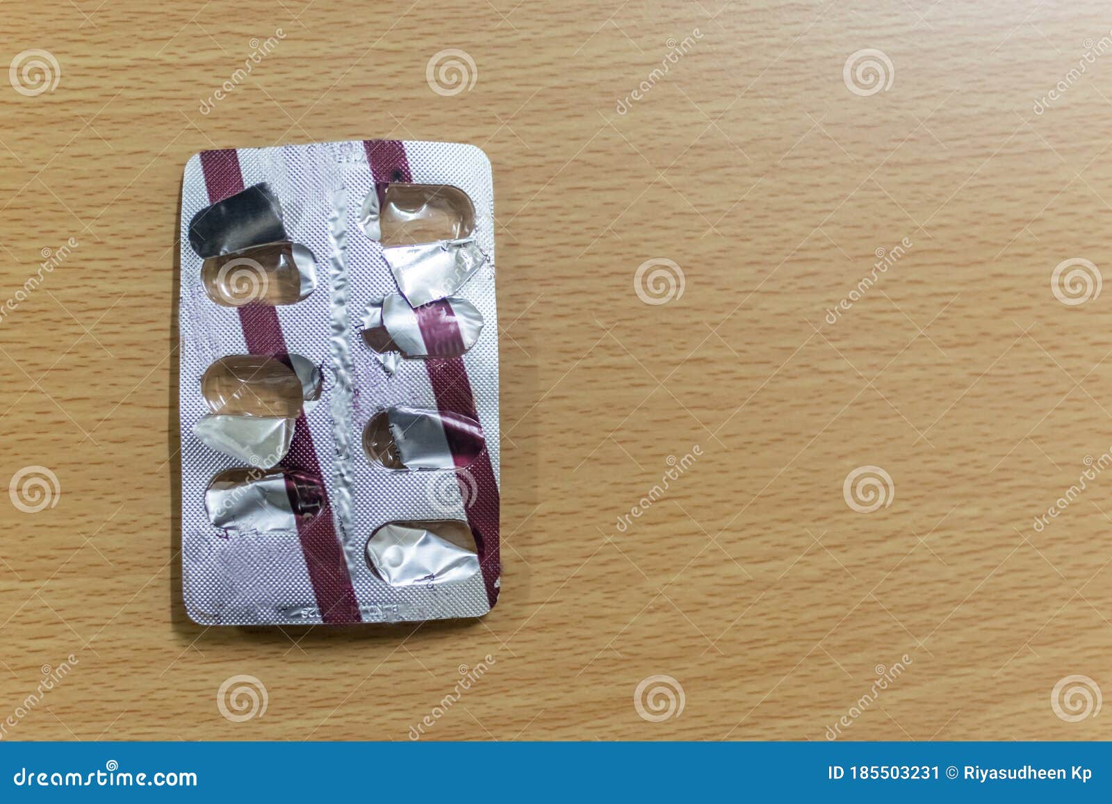 an empty tablet sachet on the tablet