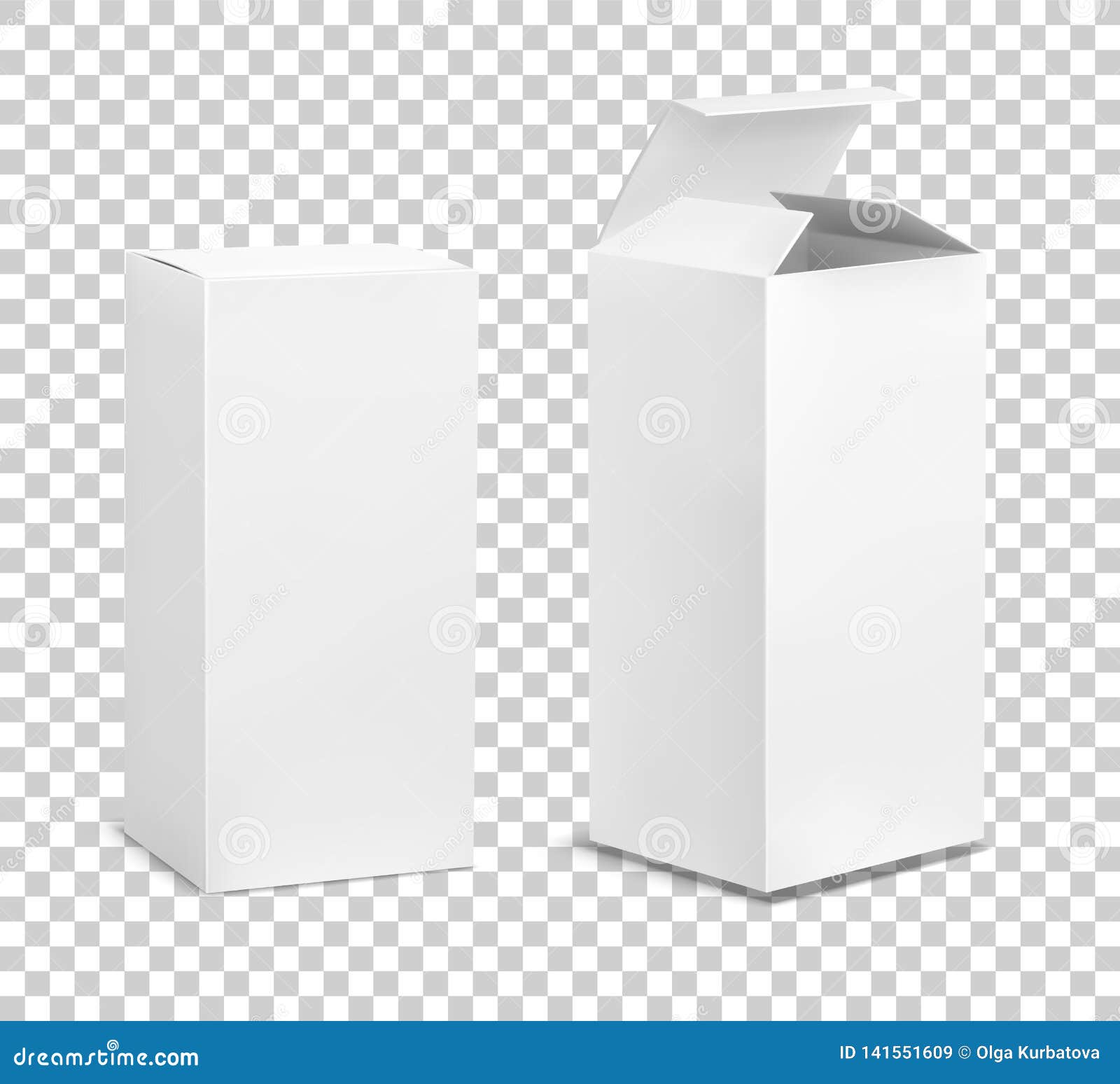 Download Empty Tall Box. Cardboard Cosmetic Boxes Rectangular Blank Package With Shadows Medicine Product ...