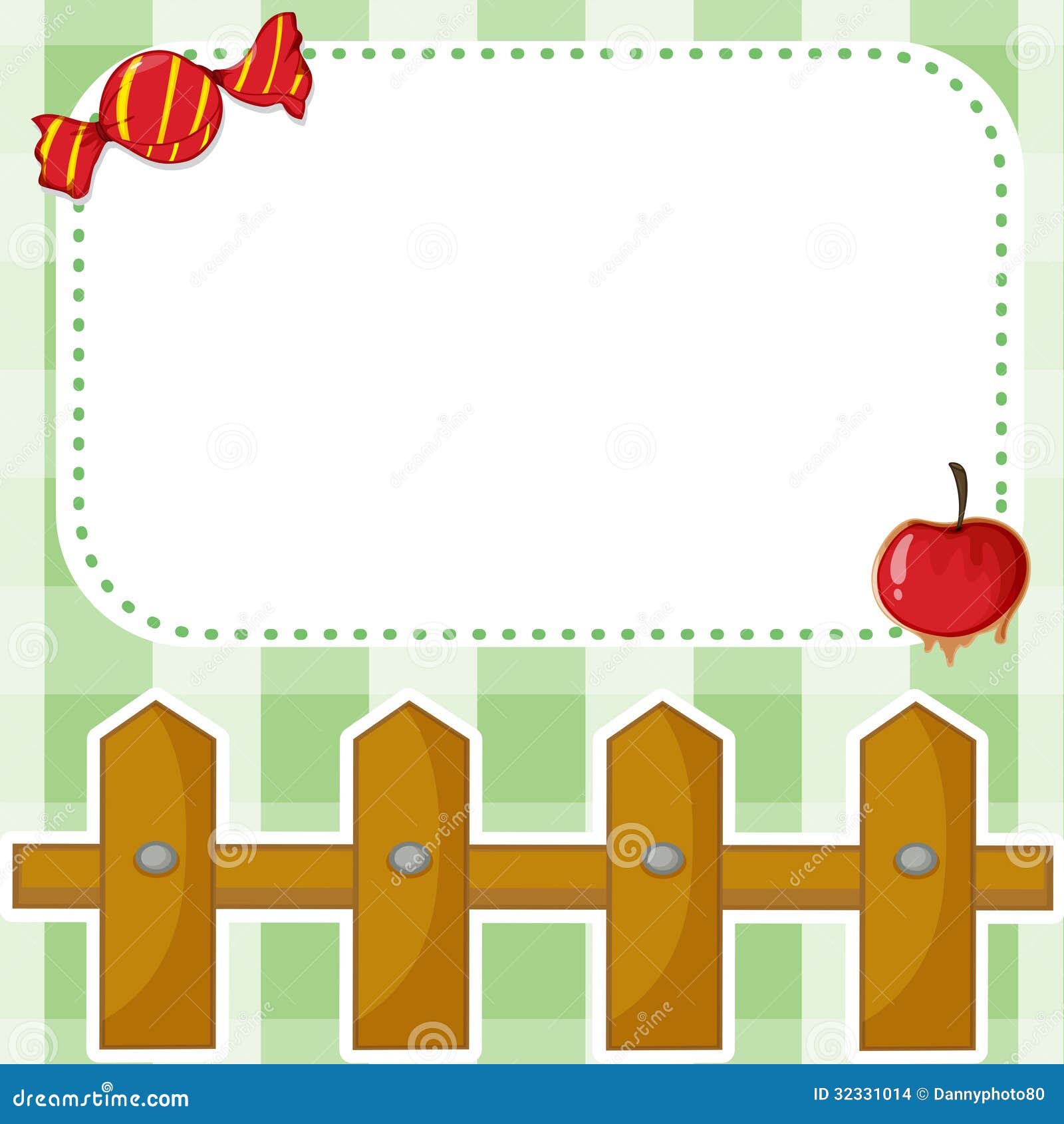 an-empty-template-with-a-candy-and-an-apple-stock-vector-illustration