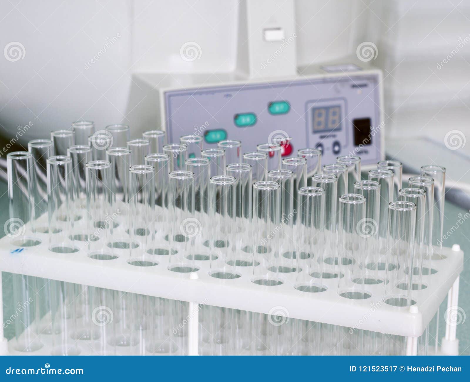 Empty Test Tubes For Blood On A Background Of Medical Devices Stock ...
