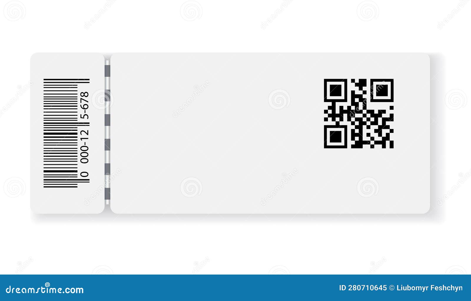 empty ticket template. blank concert ticket or lottery coupon. event coupon or cinema movie theater card. festival or