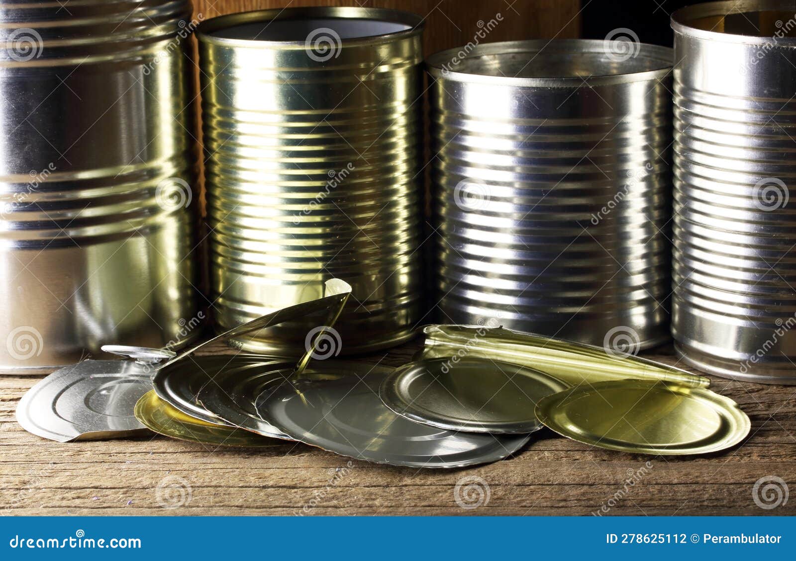 EMPTY TIN CANS and LIDS stock photo. Image of canned 278625112