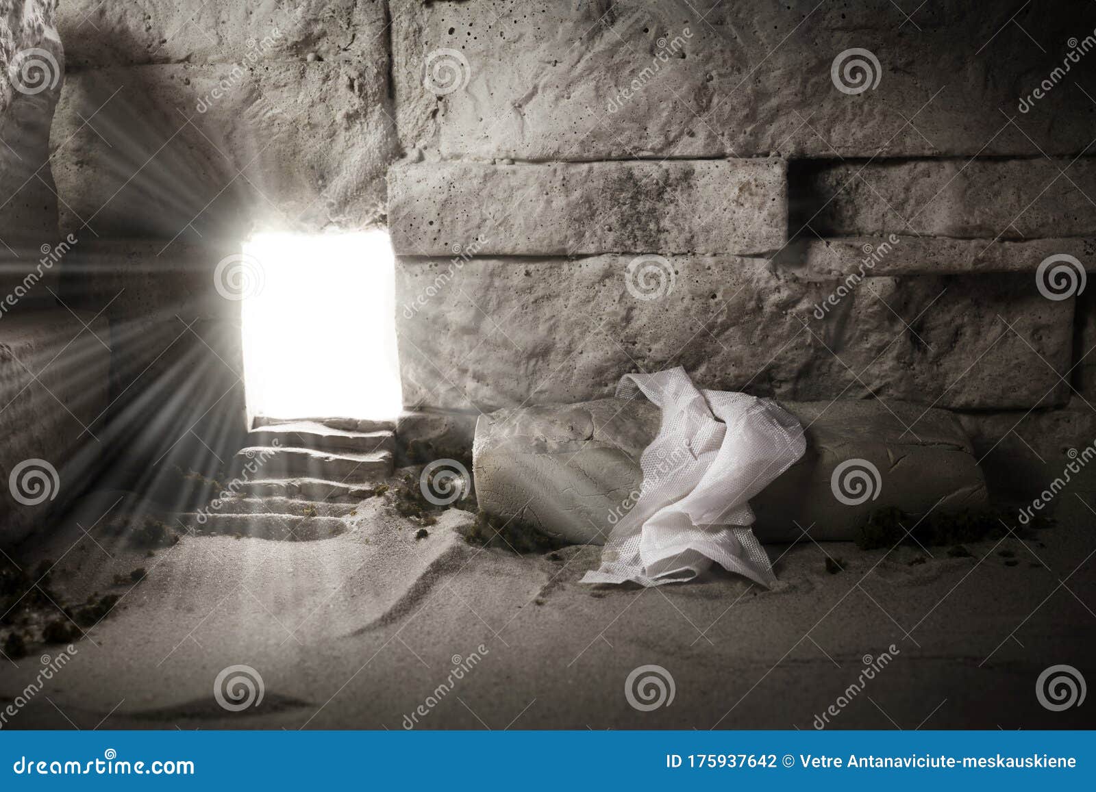 empty tomb while light shines from the outside. jesus christ resurrection. christian easter concept.
