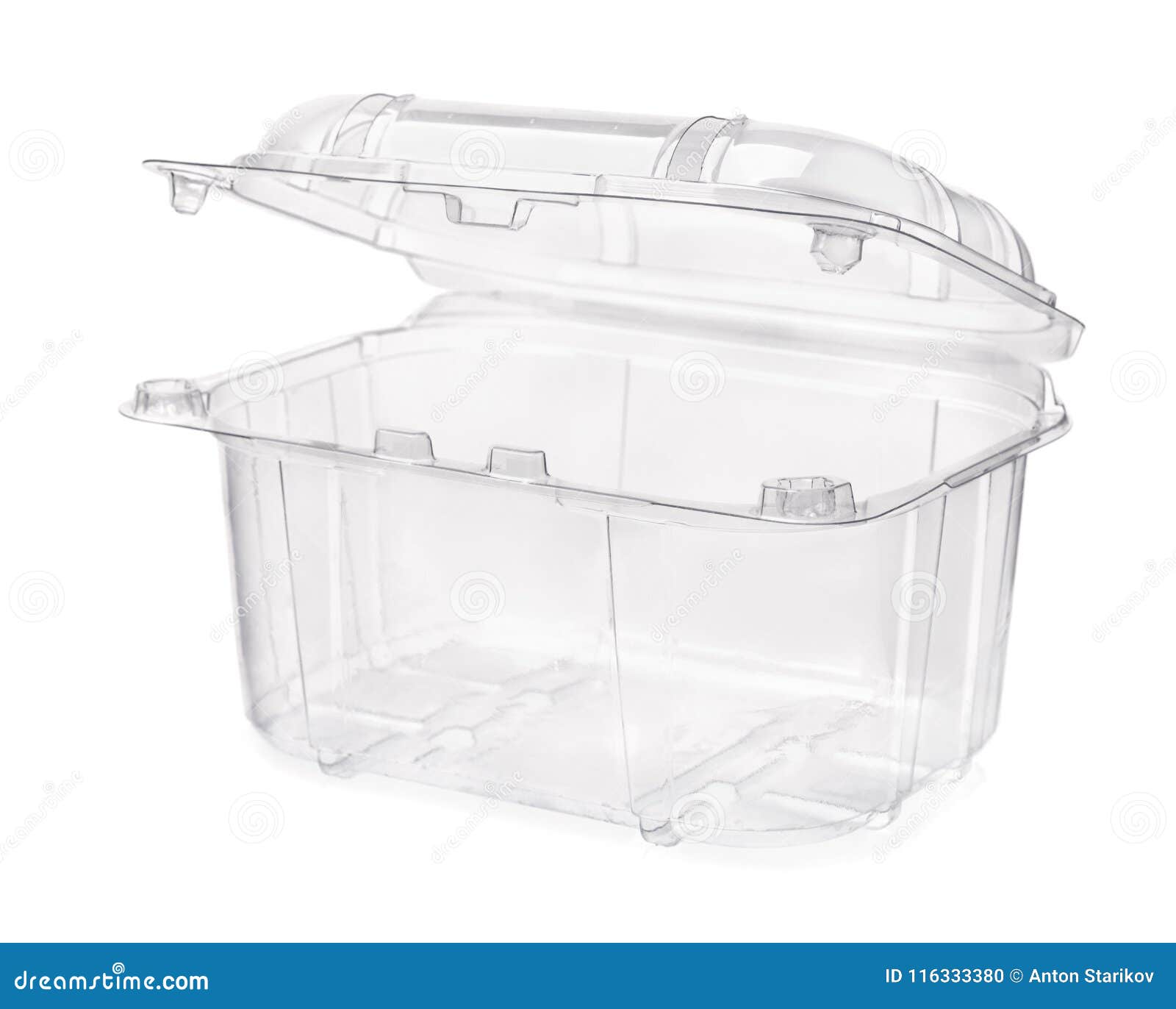 Picture Of A Transparent Plastic Box With White Background Stock