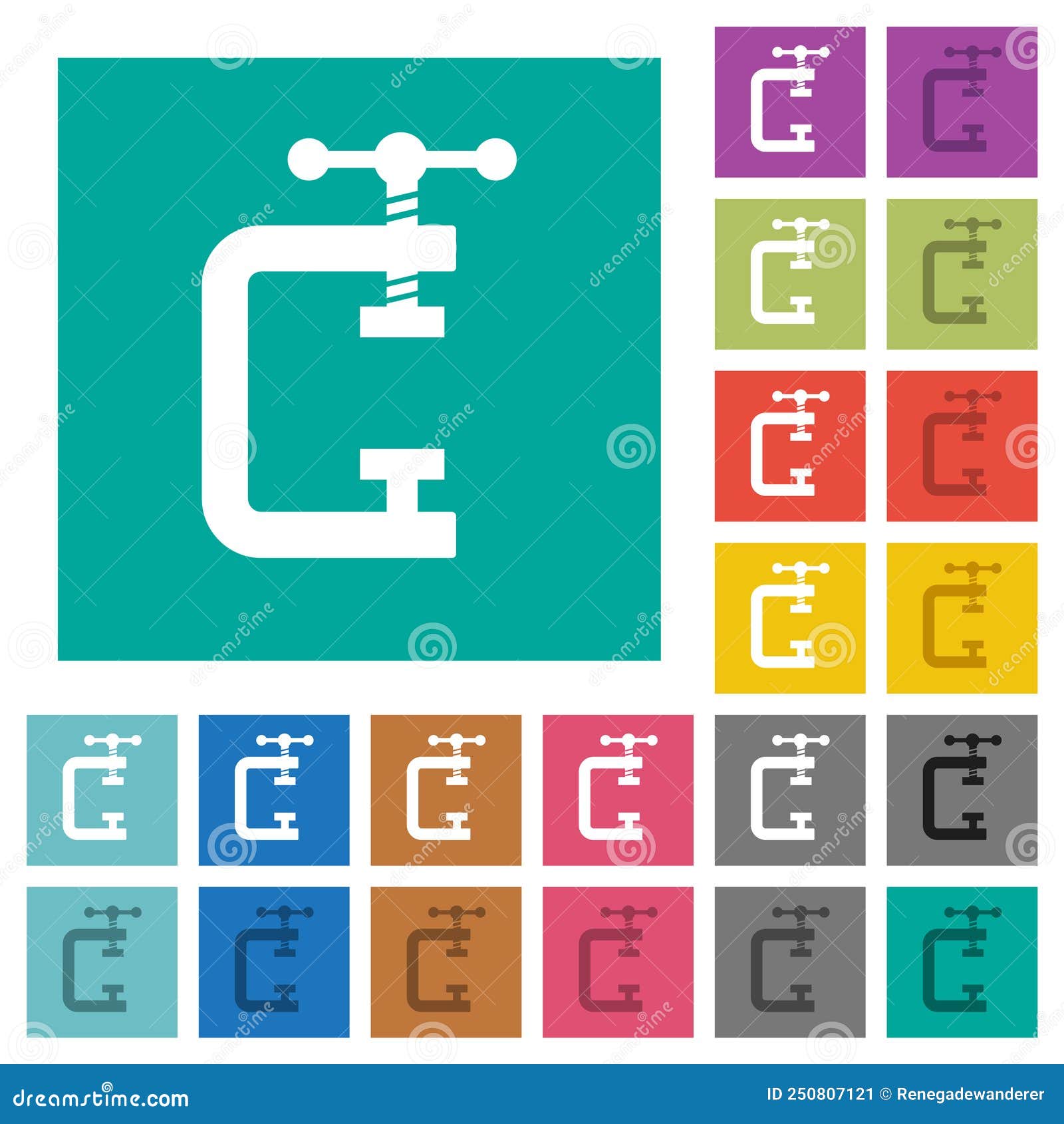 empty vice clamp solid square flat multi colored icons