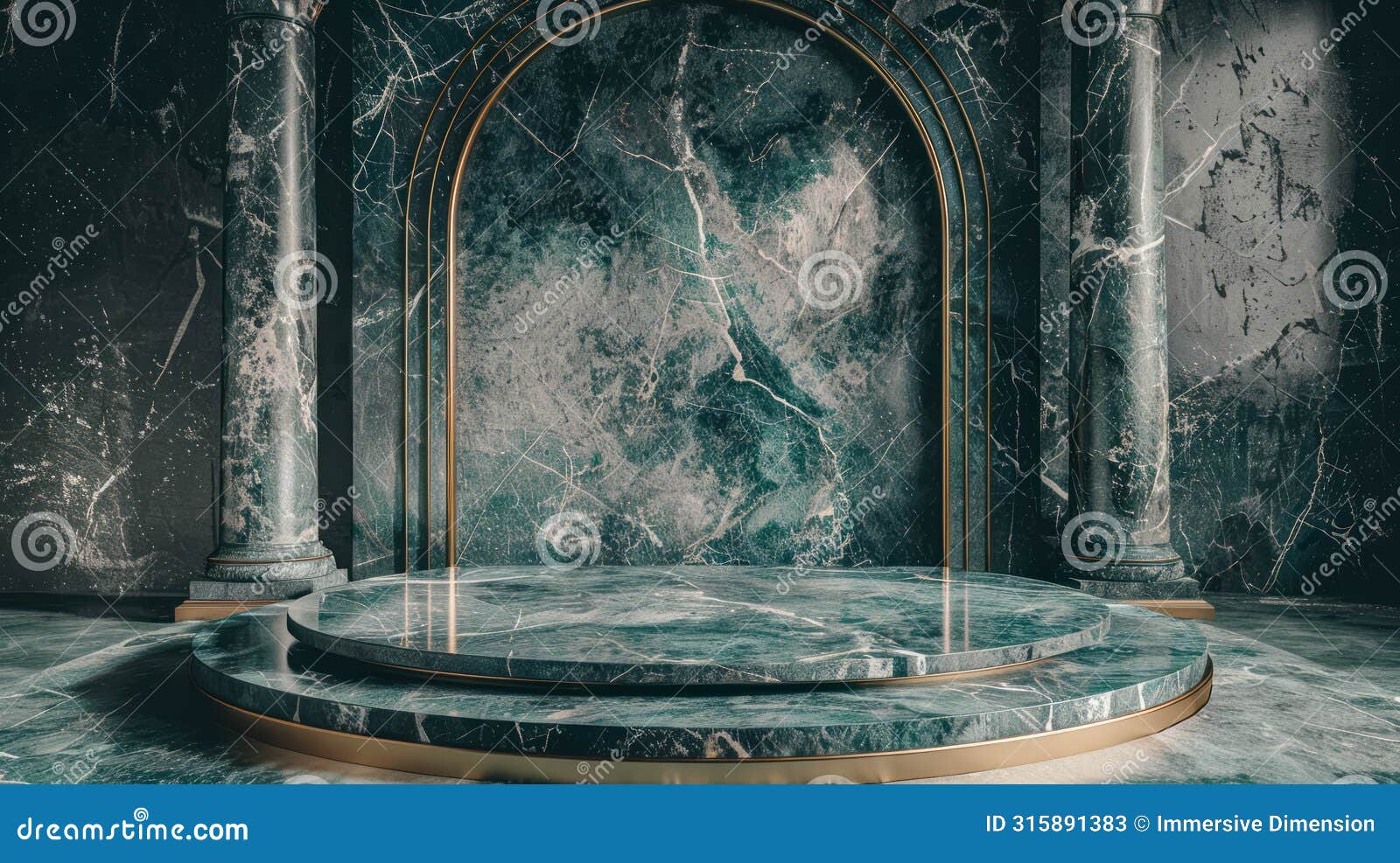 empty vintage marble 3d podiums set in an old-world charm setting for showcasing antiquities, luxury products or fashion clothing