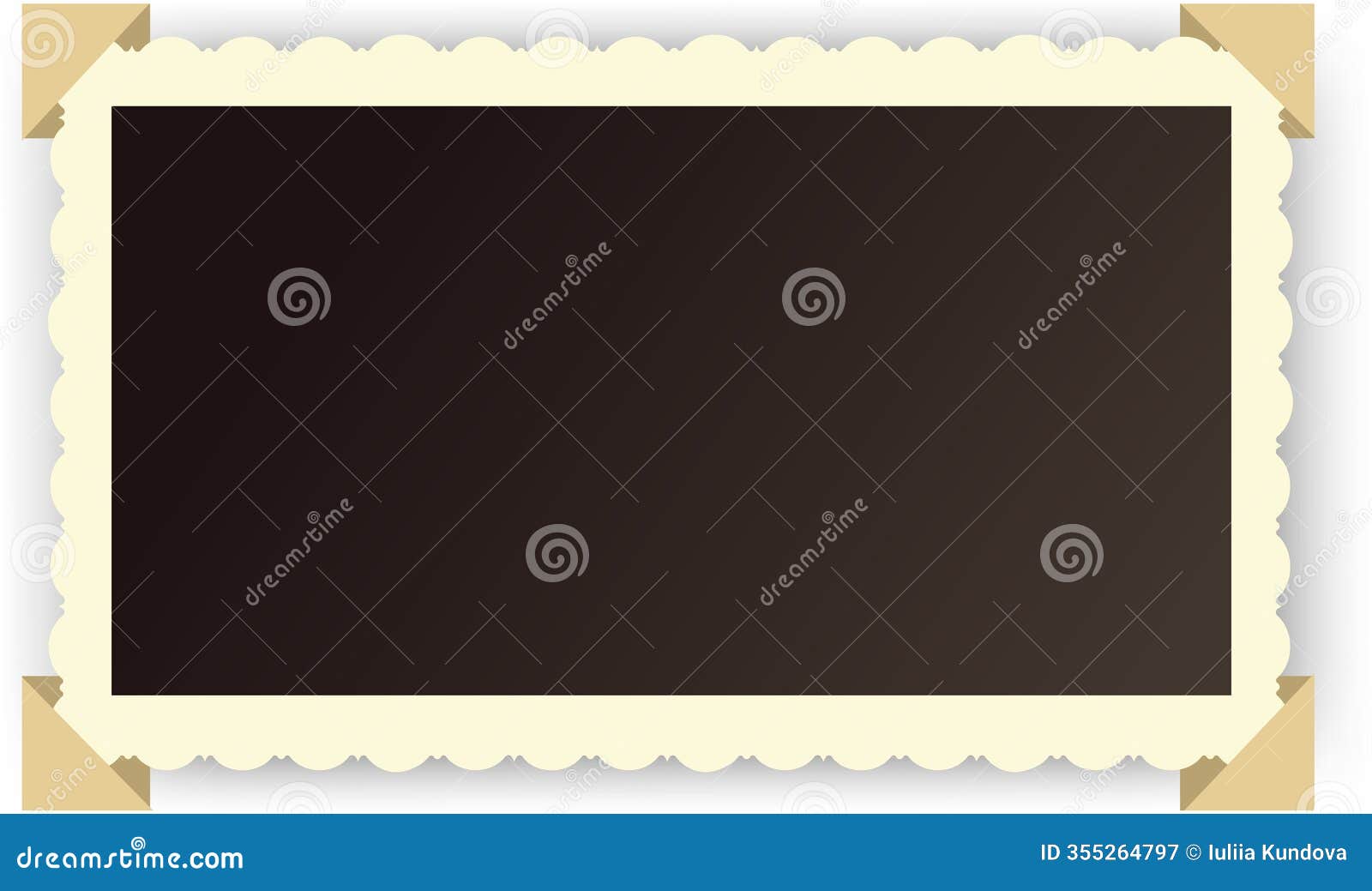Empty Vintage Photo Frame with Scalloped Edges and Four Adhesive Corners  Holding a Blank Space with Dark Gradient Ideal Stock Vector - Illustration  of classic, border: 355264797, image size:1600x1039