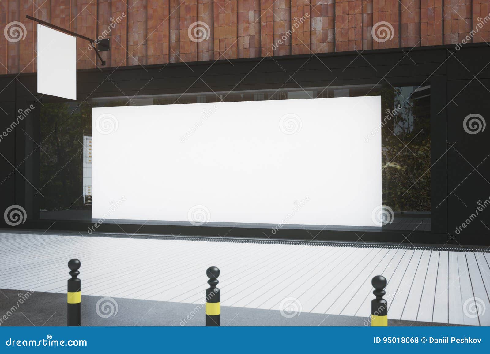 empty vitrine with billboard