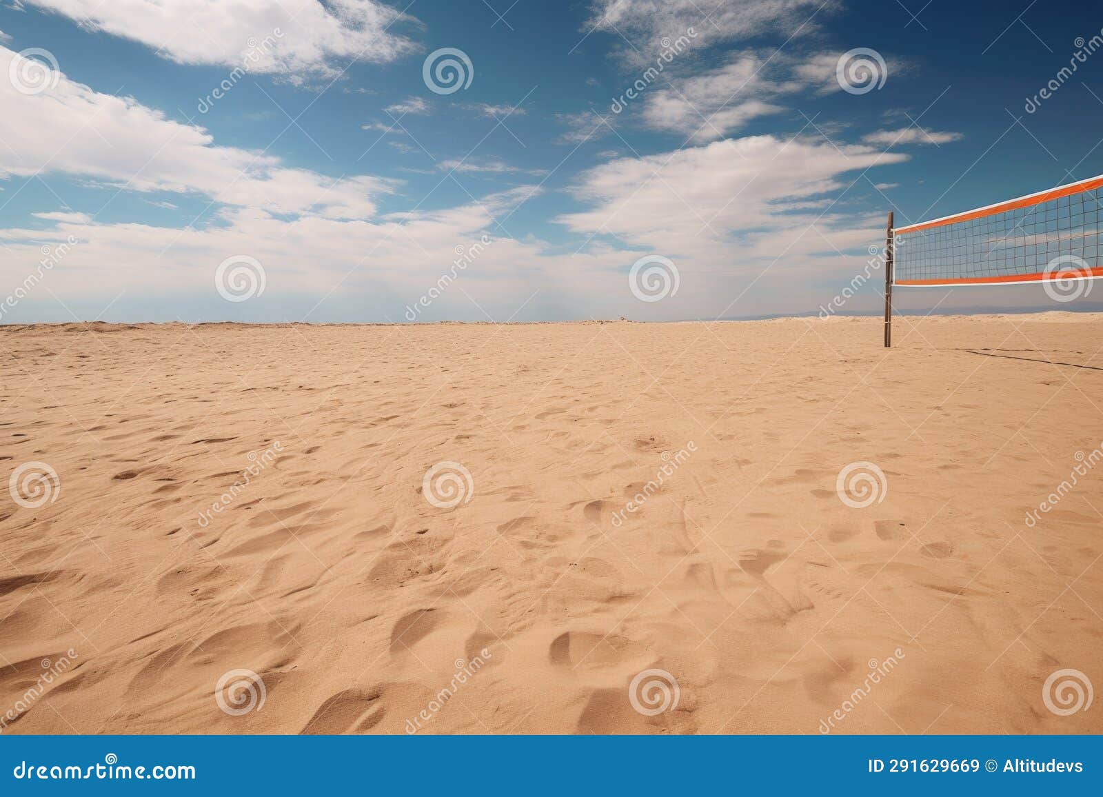Empty Volleyball Court Delineated in the Sand Stock Image Image of
