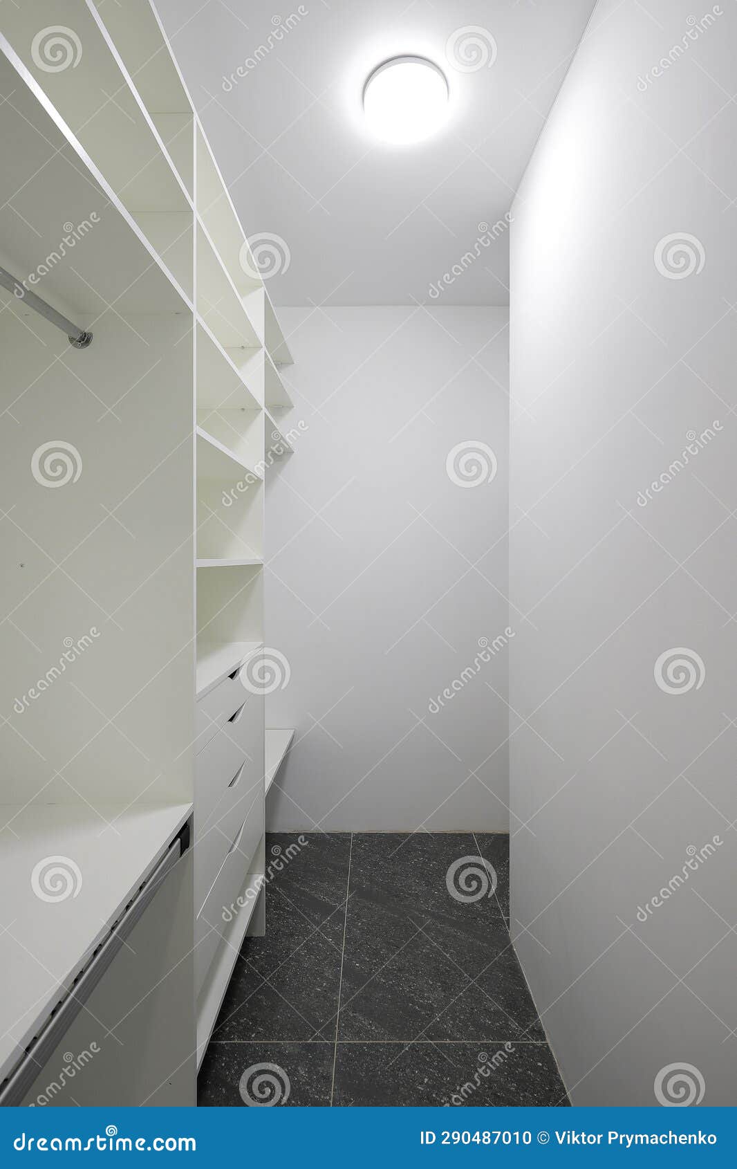 Empty Wardrobe with Shelves in the Dressing Room Stock Photo Image of
