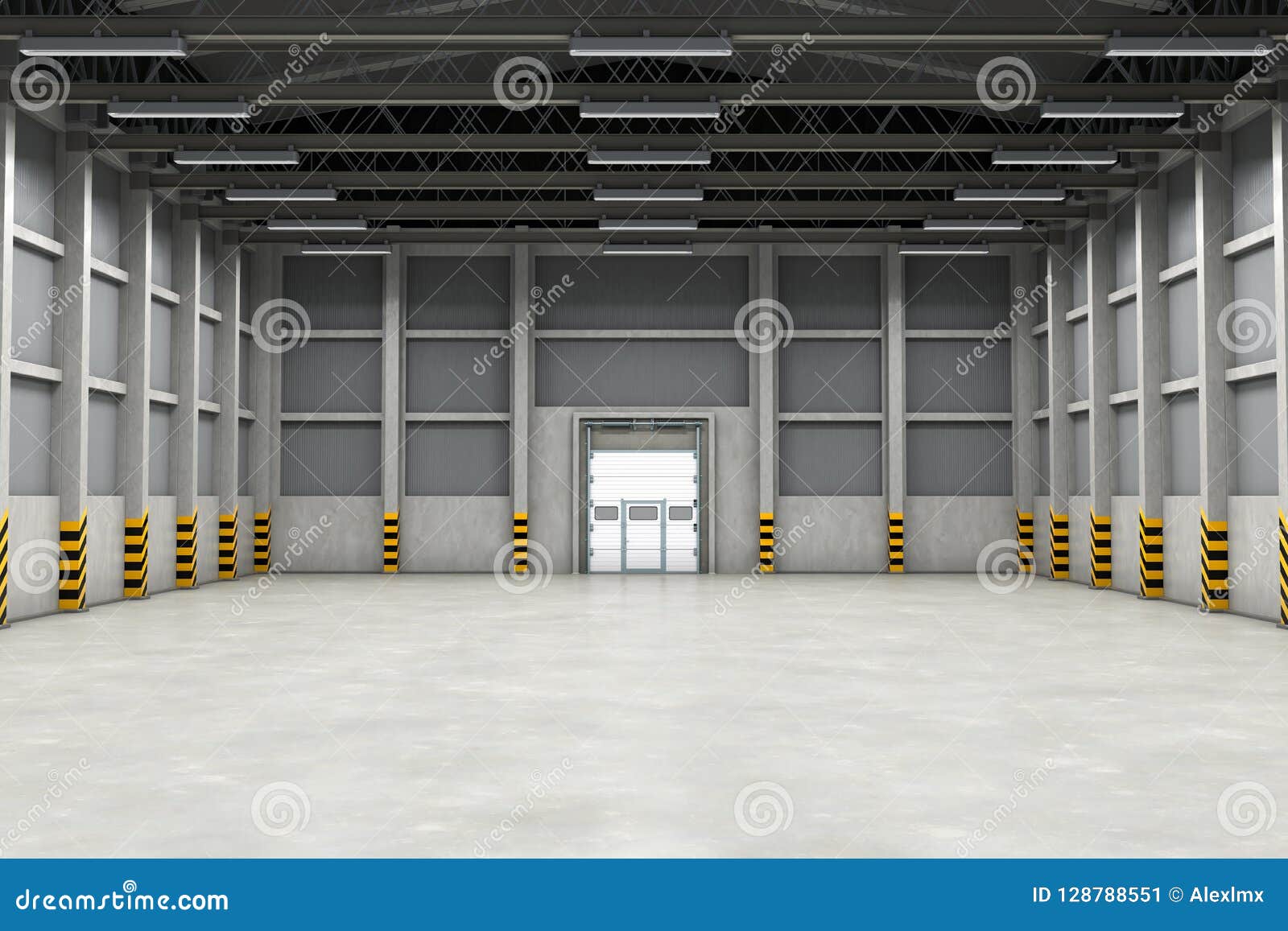 Empty Warehouse Interior Or Industrial Building 3d Rendering