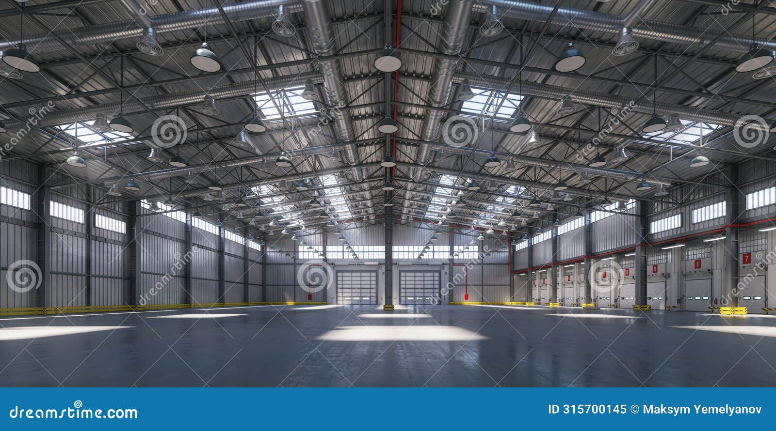 empty warehouse or storehouse in daylight