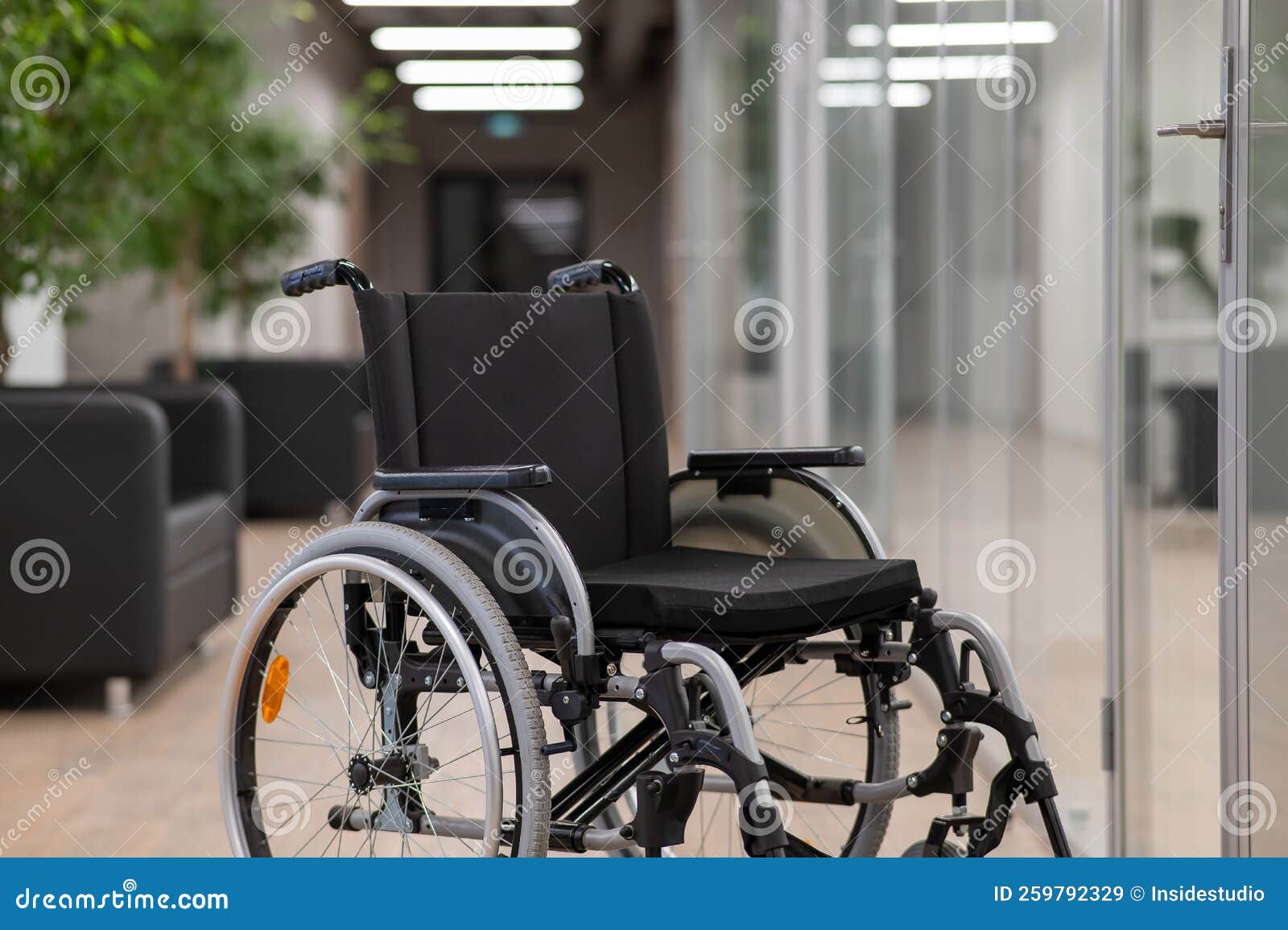 Empty Wheelchair in the Hallway in the Office. Stock Image Image of