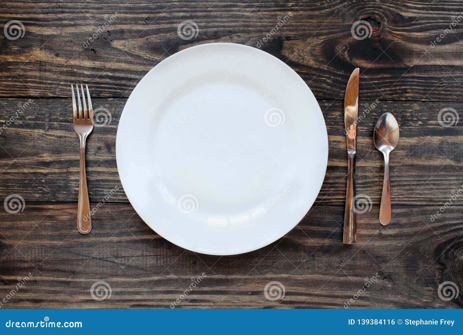 Empty White Dinner Plate Shot From Above Stock Photo Image of fork, life 139384116