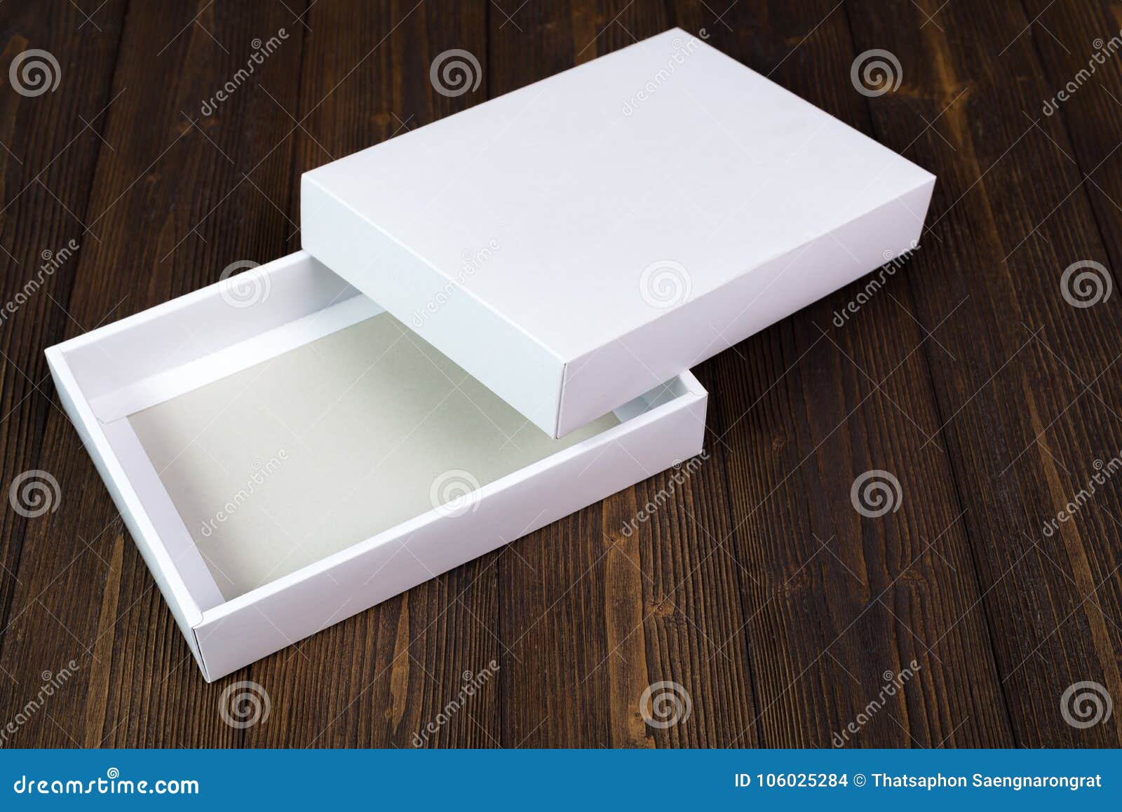 Download Empty White Gift Box Or Tray For Mock Up On Dark Wooden ...