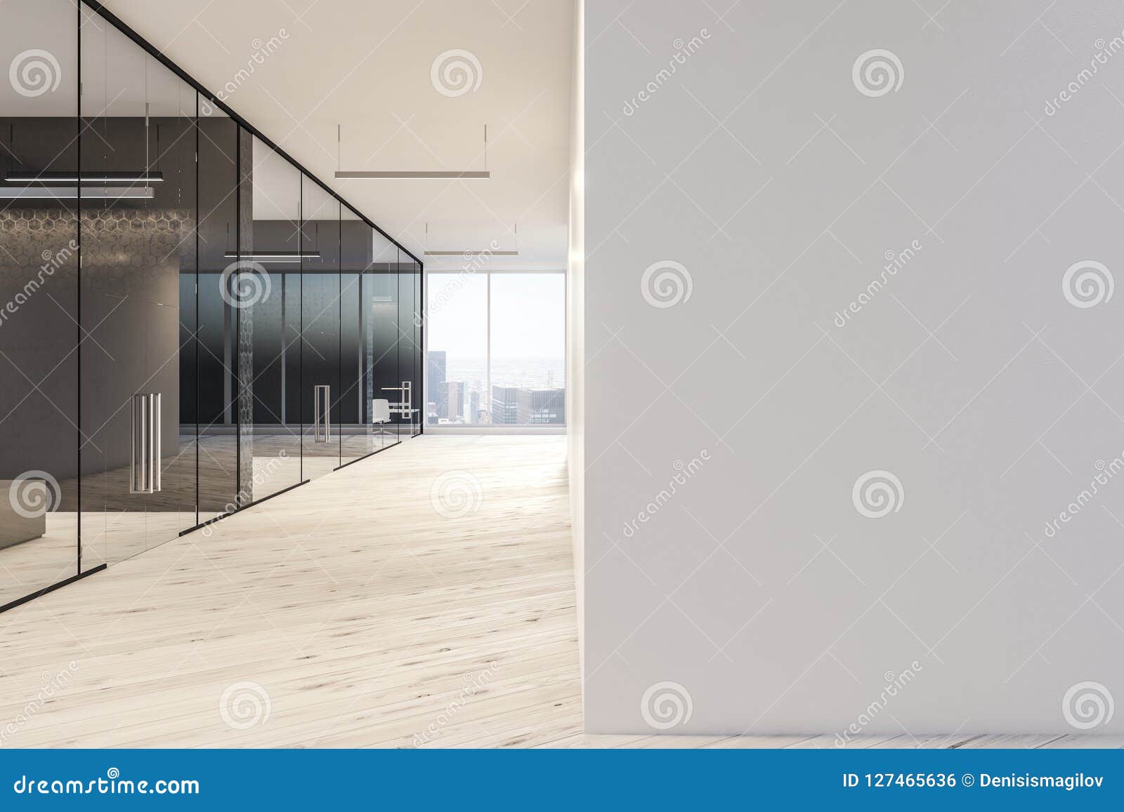 Empty White And Glass Wall Office Lobby Stock Illustration