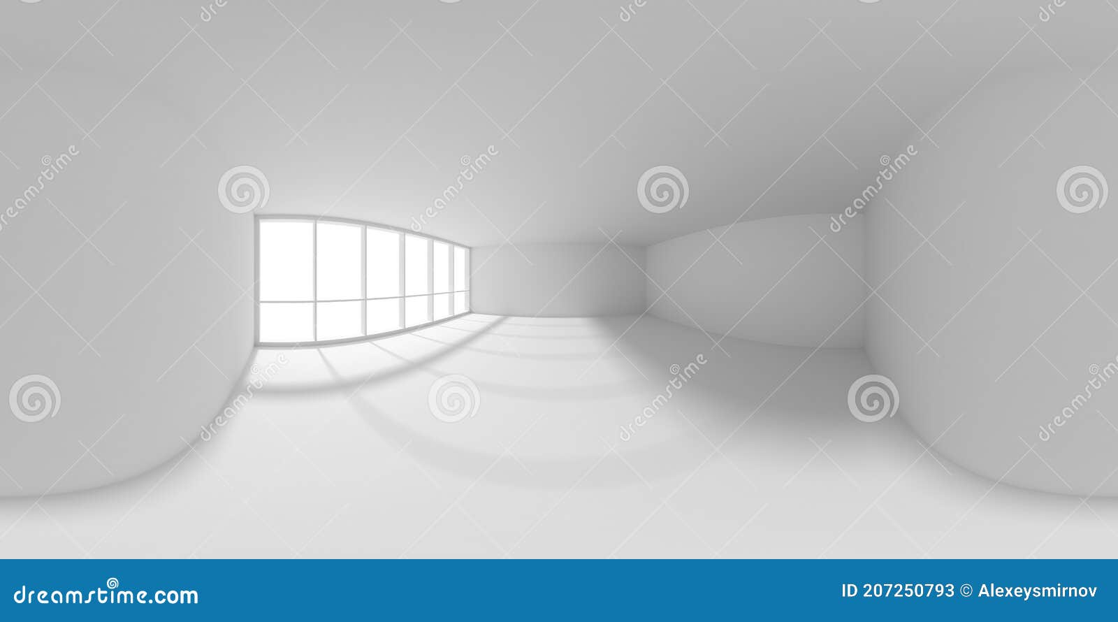 Empty White Office Room with Sun Light from Big Window HDRI Map Stock
