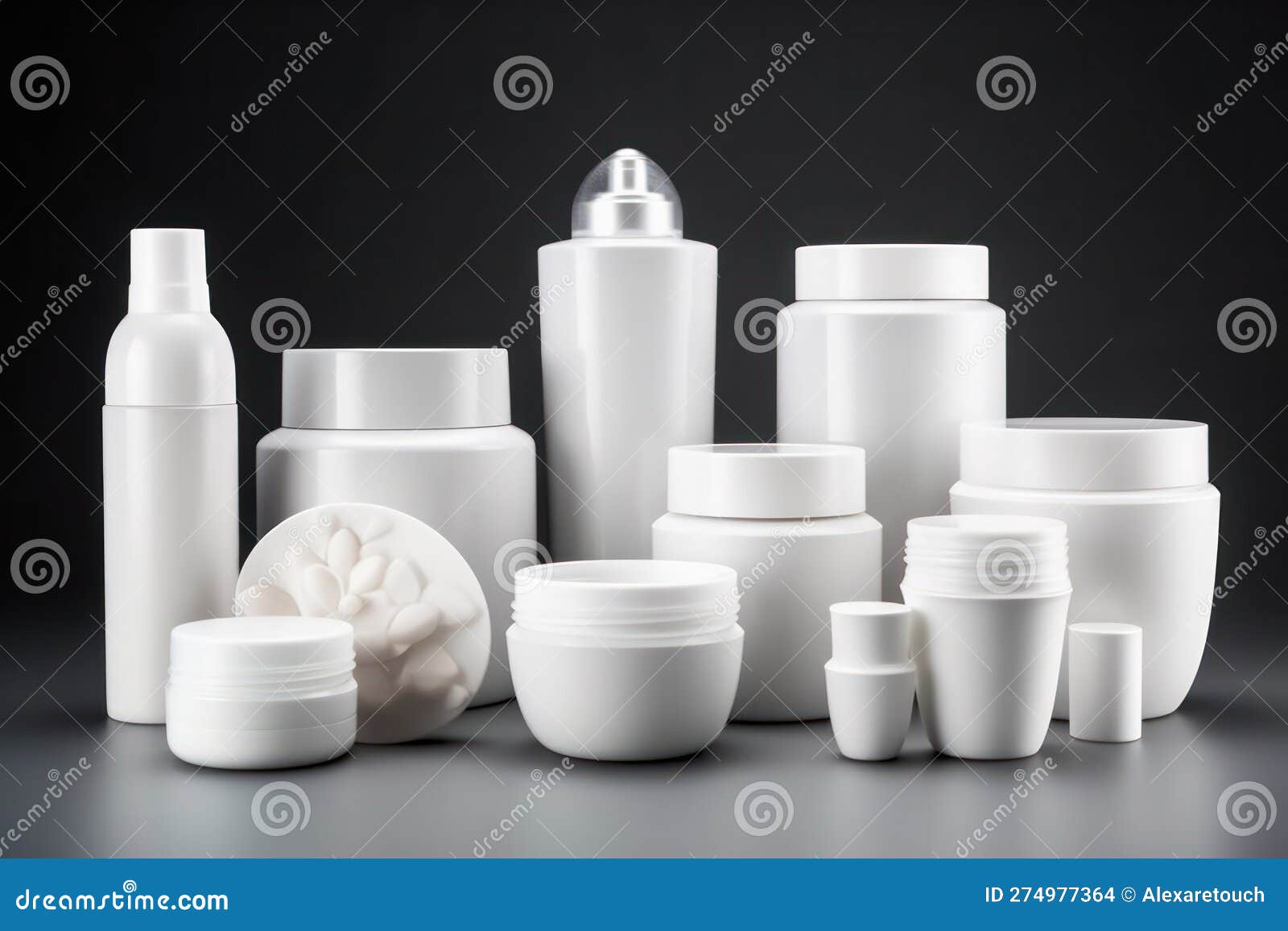 Empty White Plastic Containers for Cosmetic Products Stock Illustration