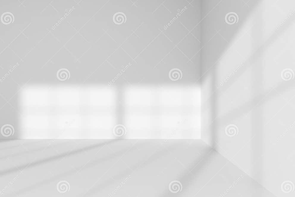 Empty White Room Corner with Light from Windows Interior Stock