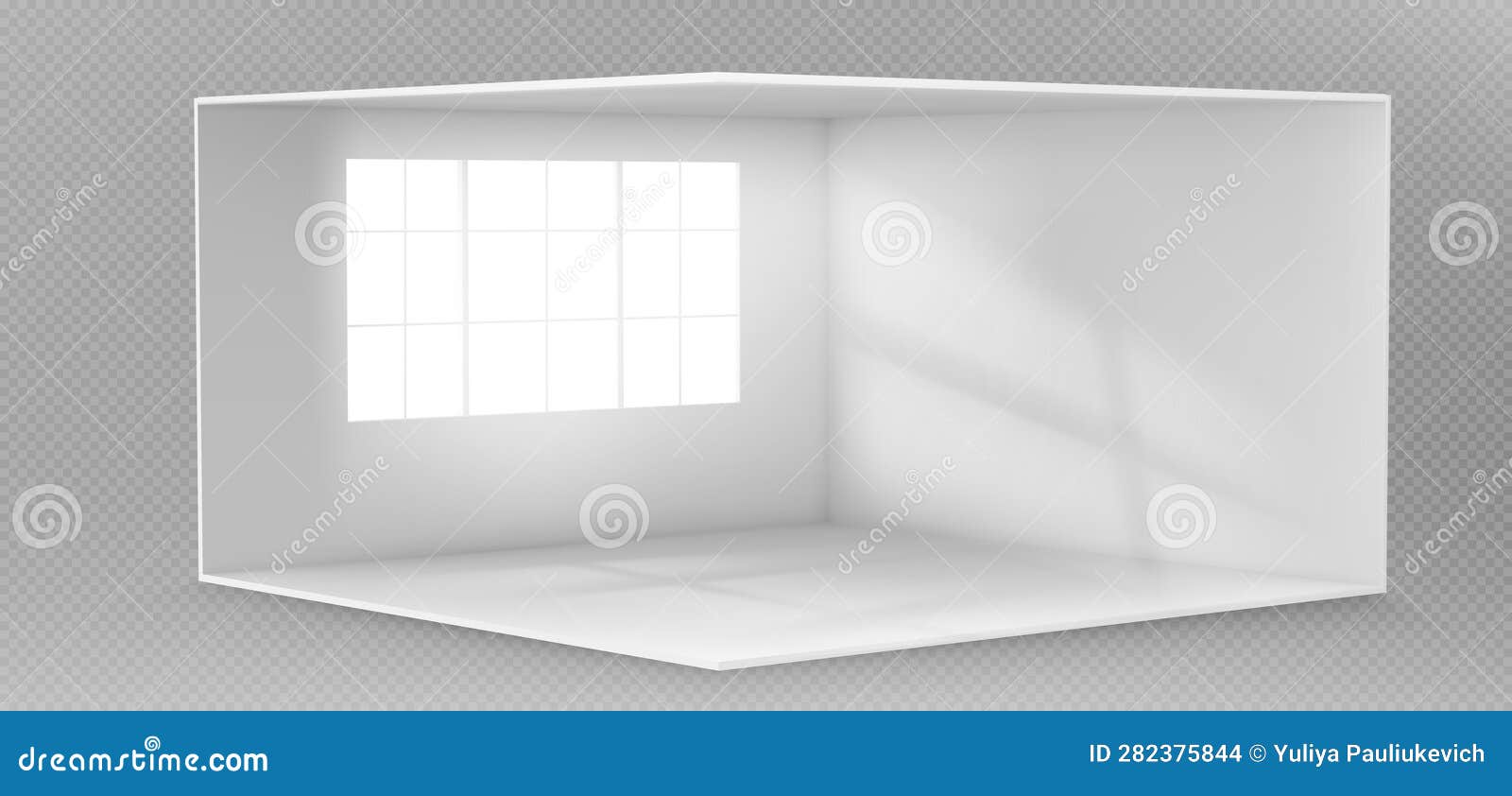 Empty White Room with Window on Wall and Light Stock Vector