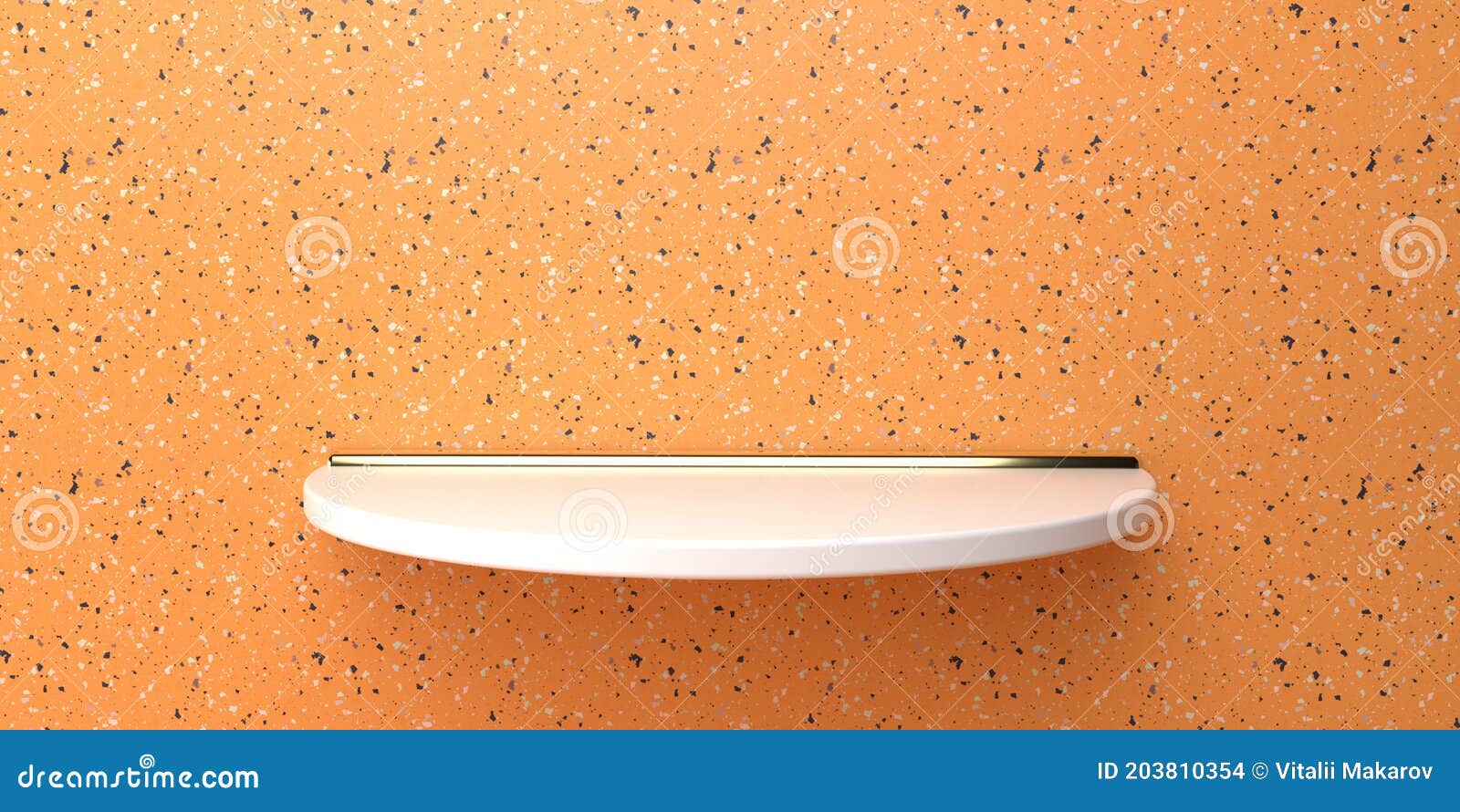an empty white shelf with a decorative  hangs on the wall. minimal concept. 3d-visualization