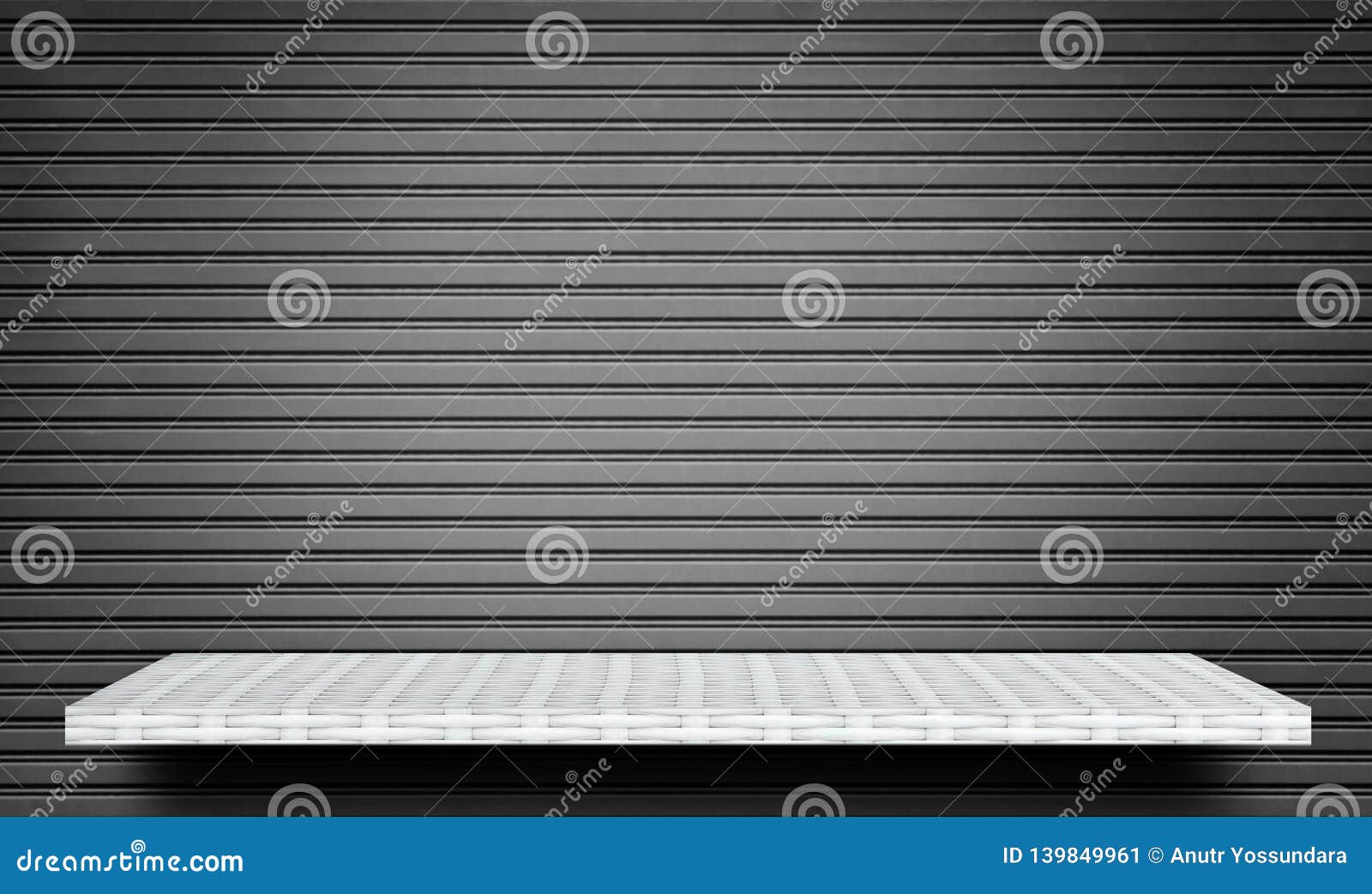 White Shelf on Gray Metal Shut Wall for Product Display Stock Image