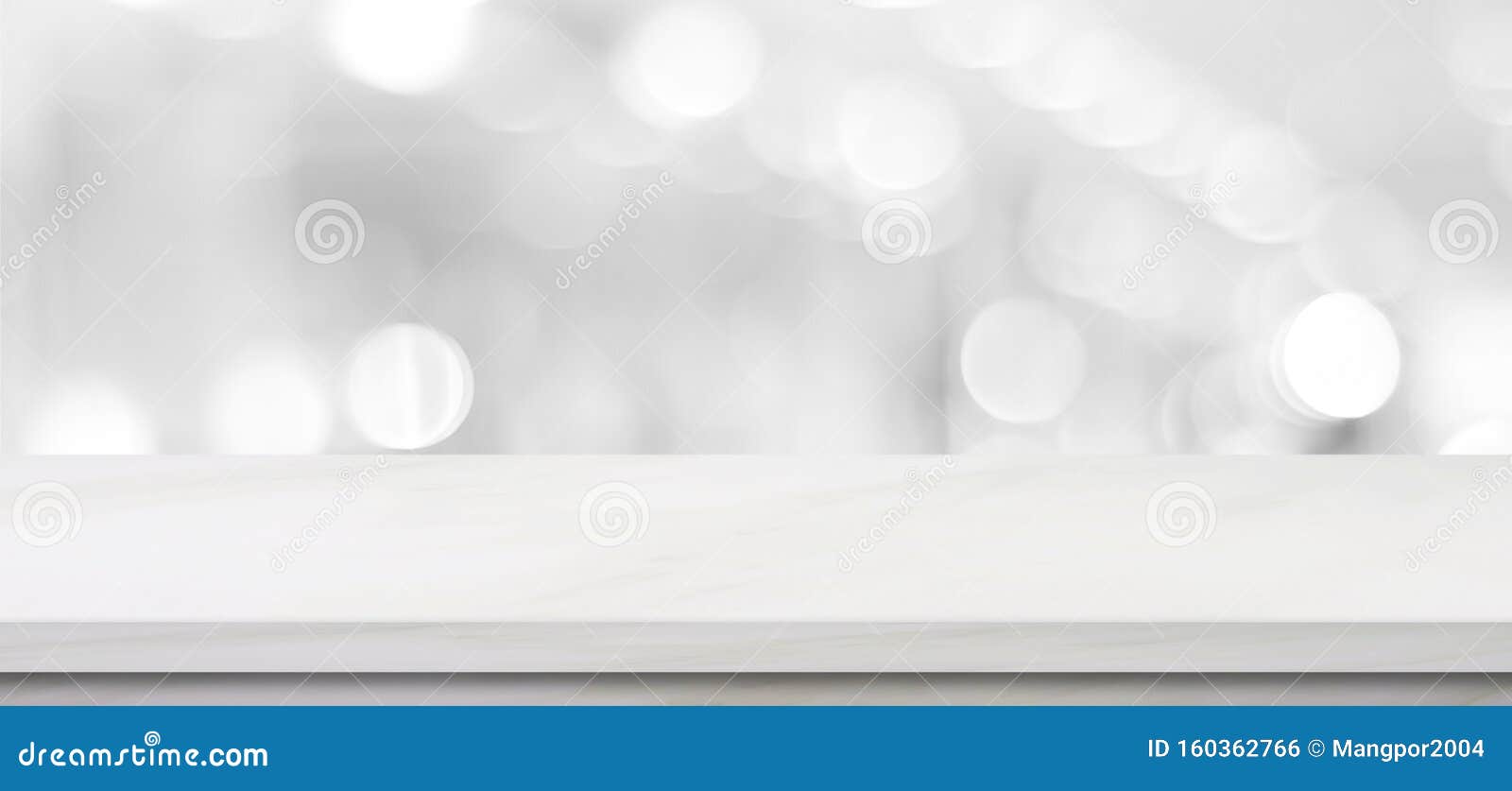 empty white table top, counter, desk background over blur perspective bokeh light background, white marble stone table, shelf and