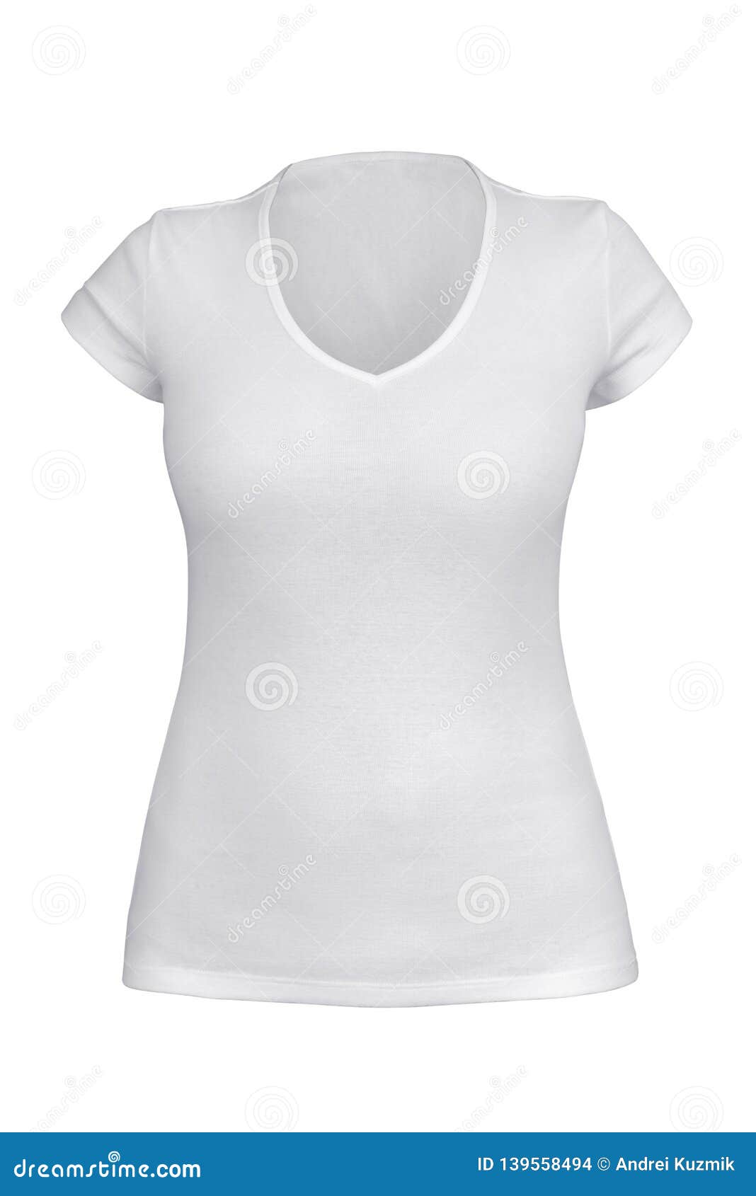 Download Empty White V Neck T-shirt For Woman Isolated Stock Photo ...