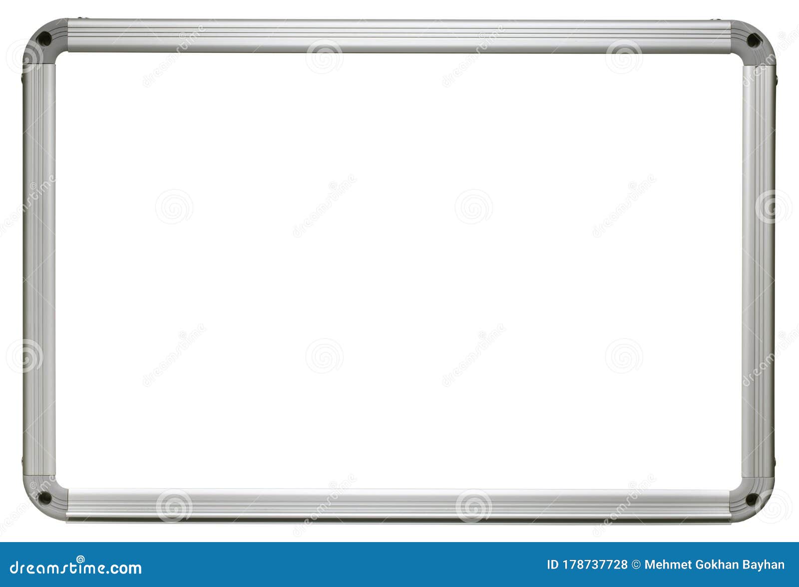 Empty Whiteboard Isolated on White Background. Blank Board Surface with