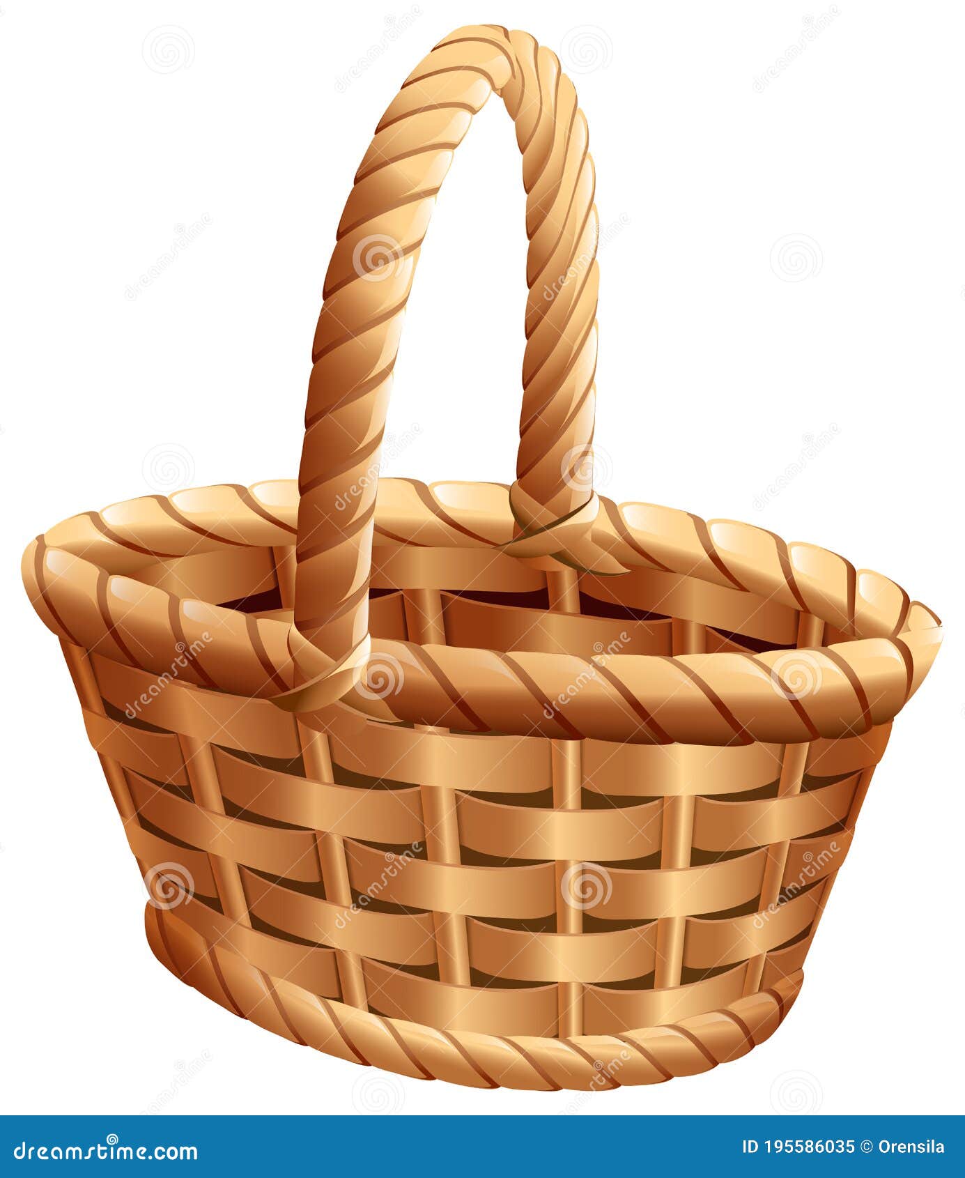 Empty Wicker Basket with Handle for Thanksgiving Day Harvest Celebration  Stock Vector - Illustration of wicker, vector: 195586035