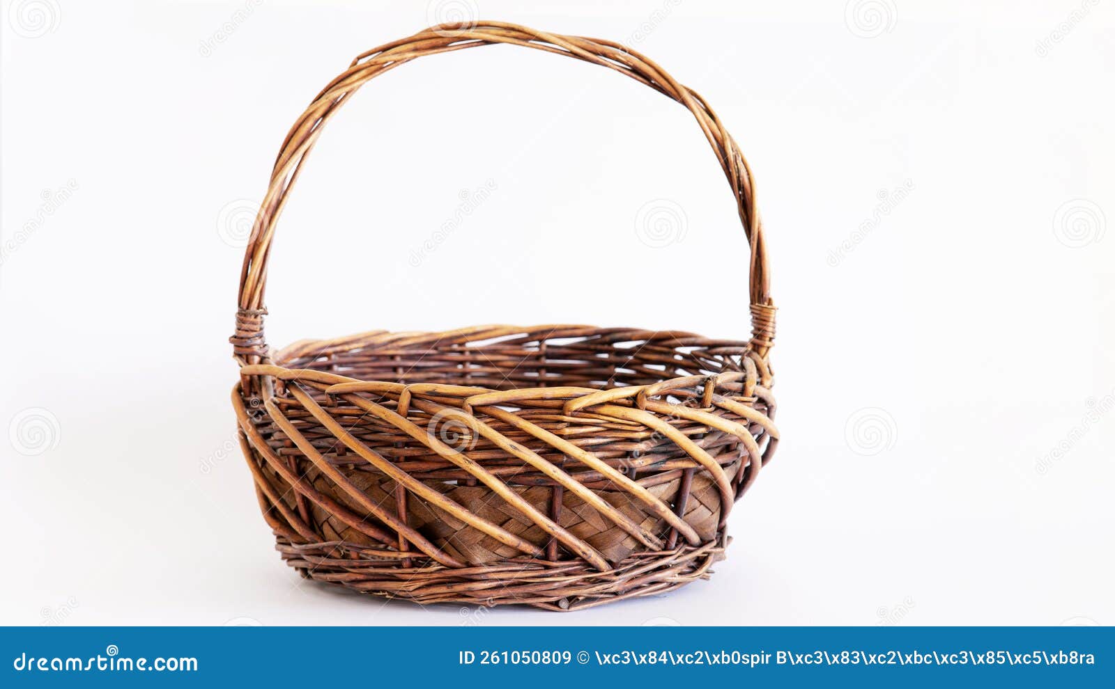 Empty Wicker Basket Isolated on White Background Stock Image Image of