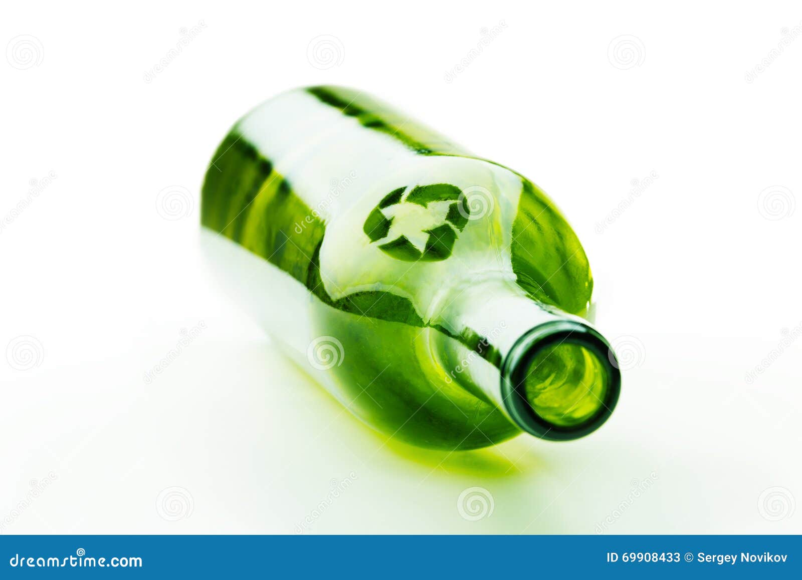 Empty Wine Bottle with Recycle Sign Stock Image Image of crystal